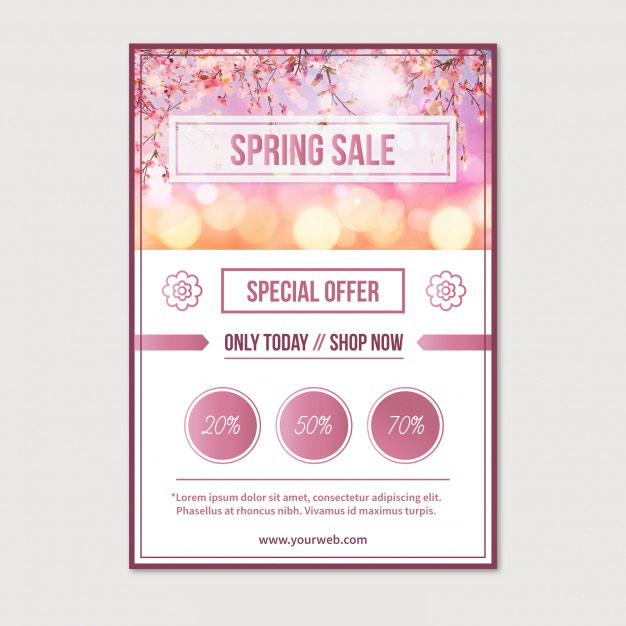 春季促销海报 Spring sale poster in flat style_img_3