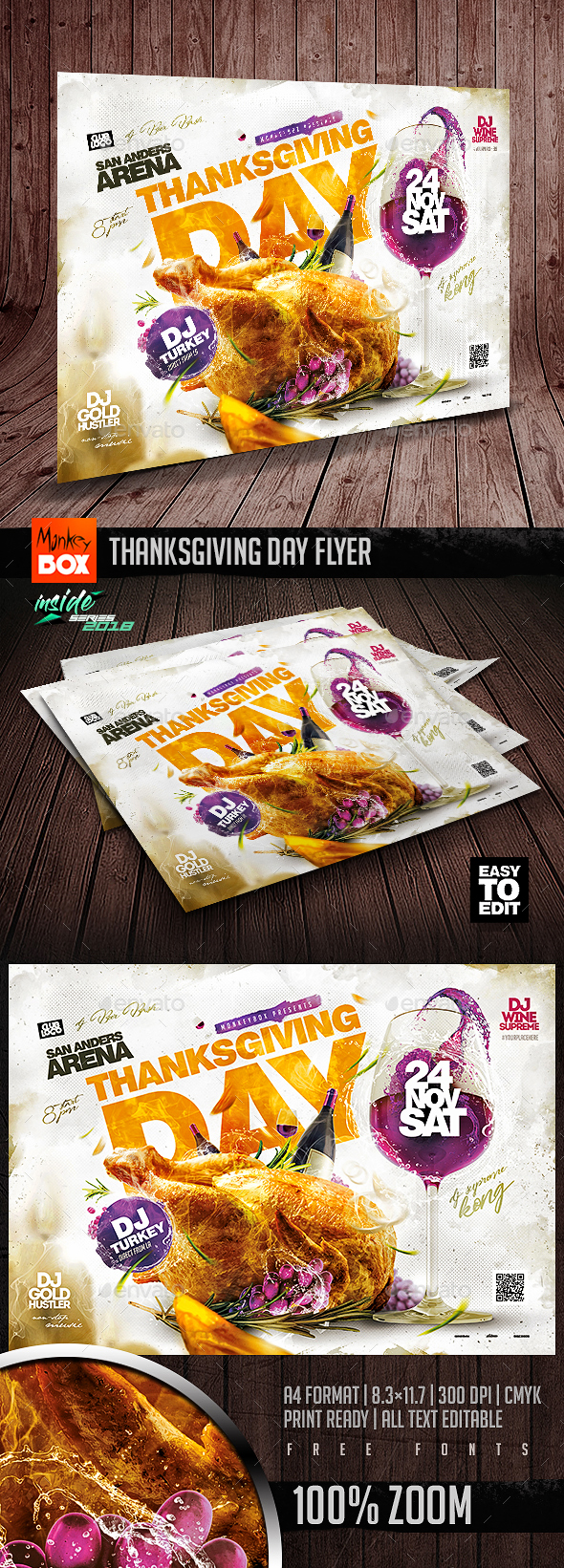 感恩节海报PSD模板 Thanksgiving Day Flyer [psd]_img_3