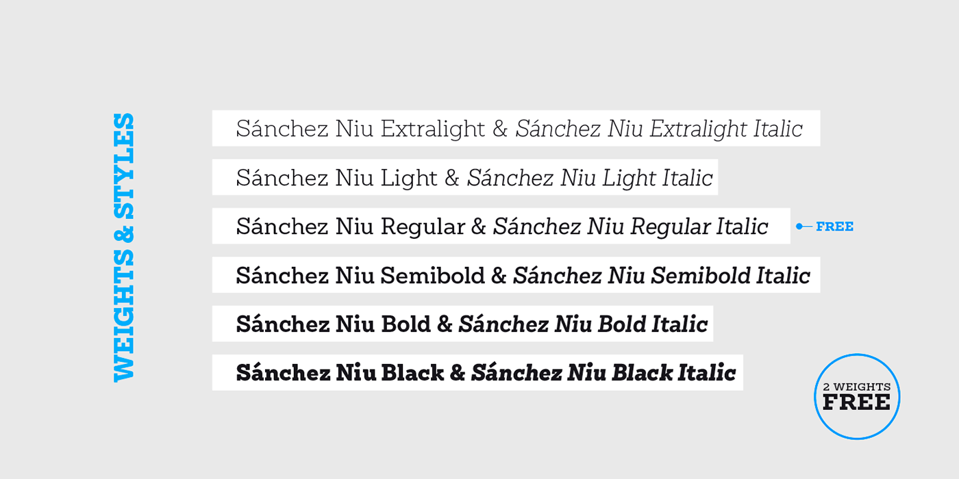 免费现代设计字体 Sánchez Niu Font – Free Normal & Light Styles_img_3