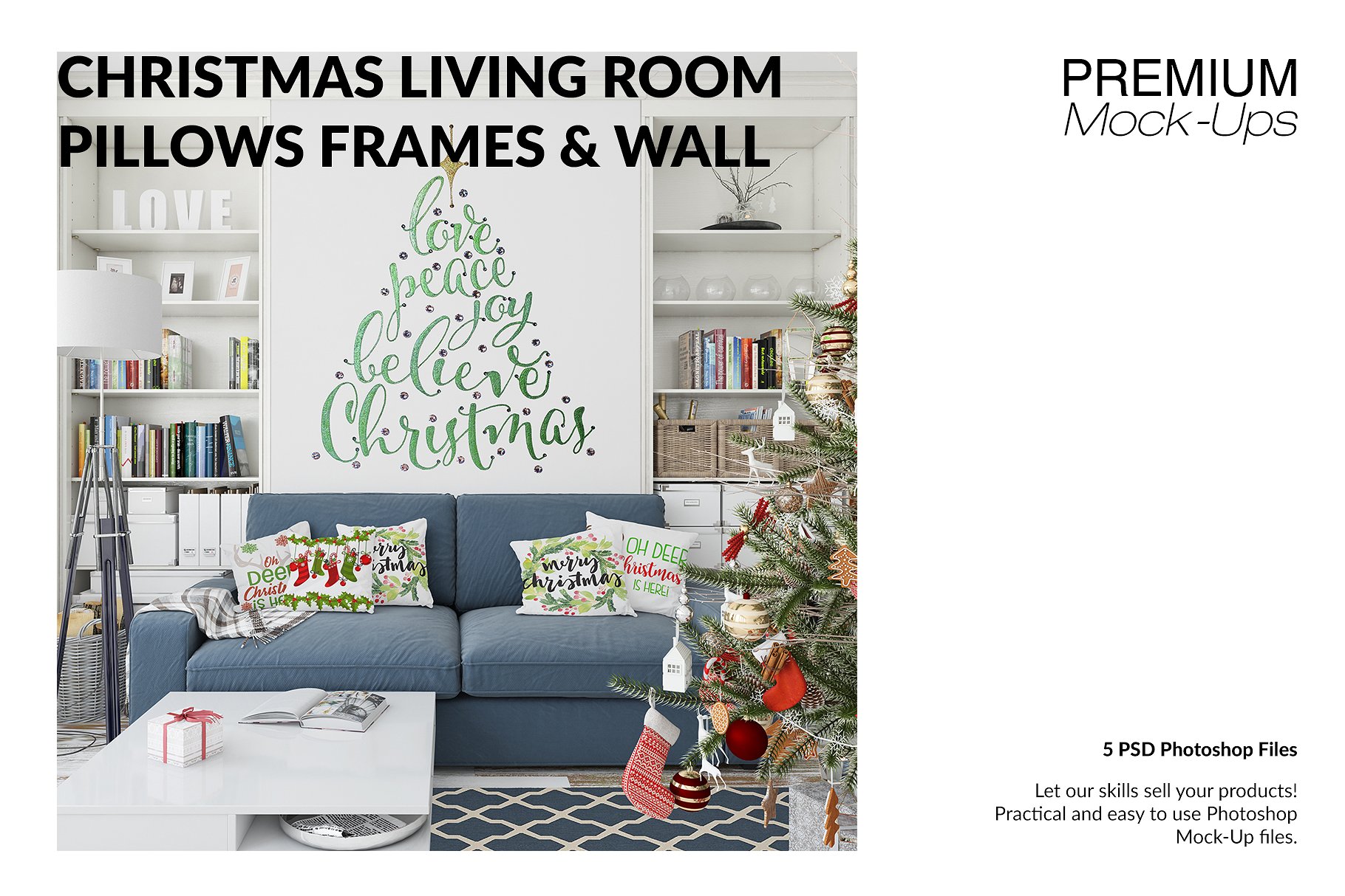 圣诞节客厅装饰展示样机套装 Christmas Living Room Set [psd,jpg]_img_3