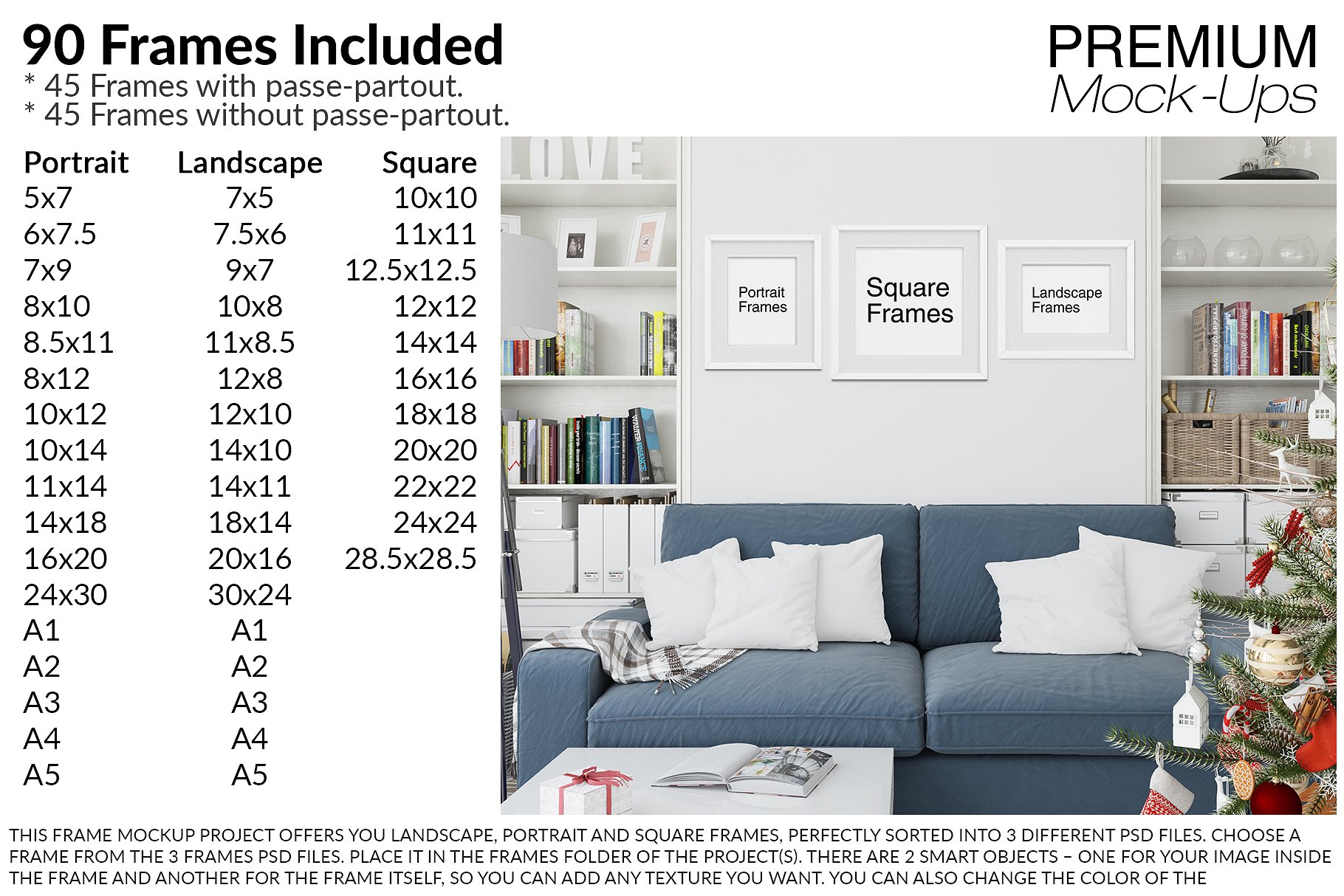 圣诞节客厅装饰展示样机套装 Christmas Living Room Set [psd,jpg]_img_3