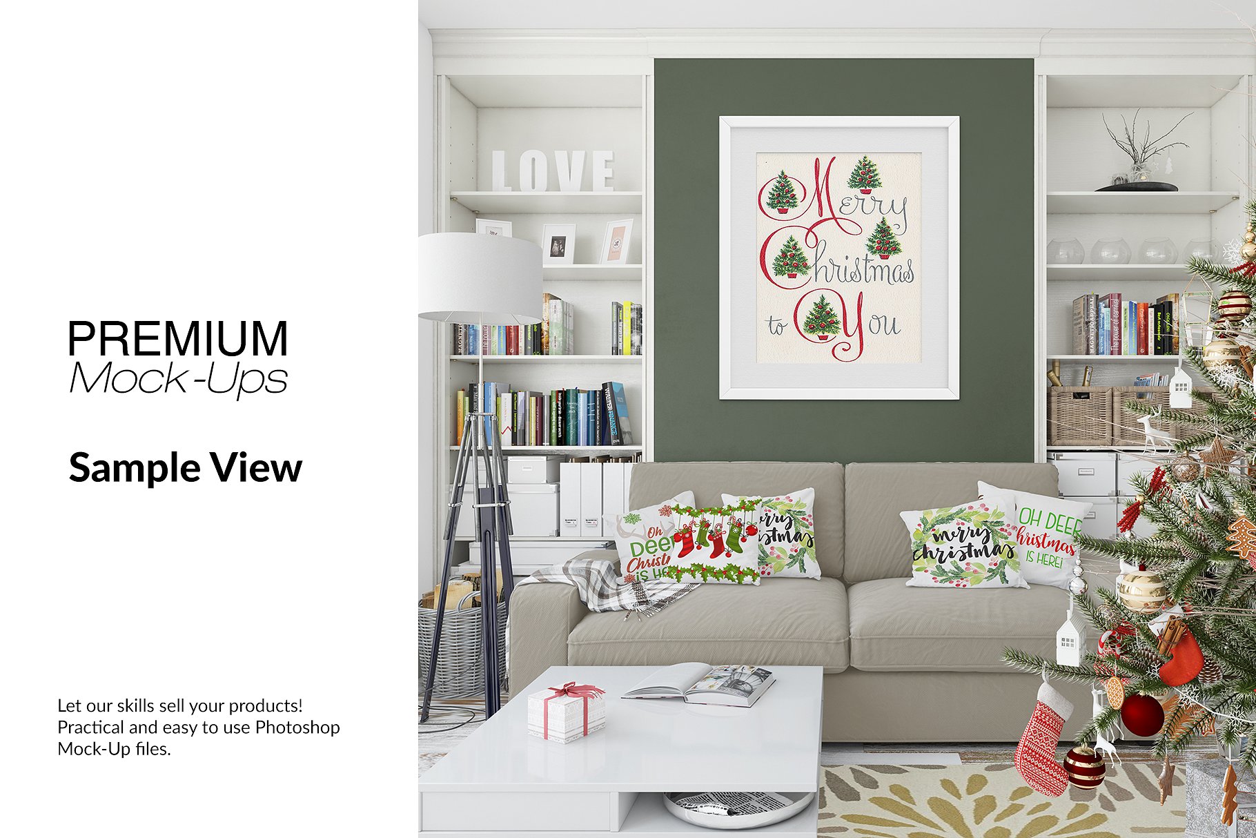 圣诞节客厅装饰展示样机套装 Christmas Living Room Set [psd,jpg]_img_3