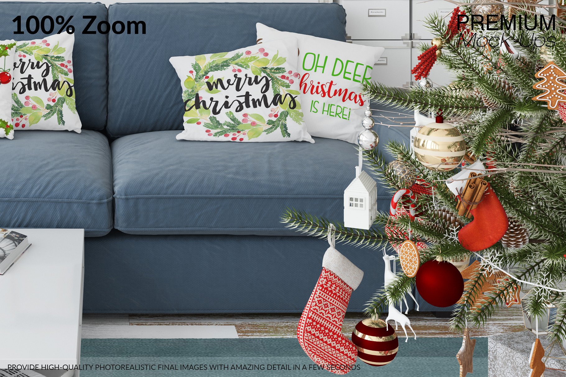 圣诞节客厅装饰展示样机套装 Christmas Living Room Set [psd,jpg]_img_3