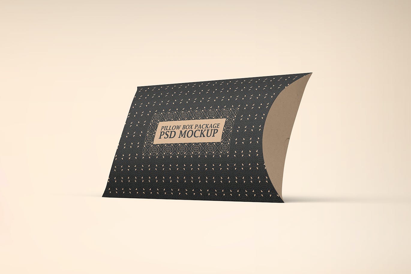 高级环保立体枕形牛皮纸盒包装样机 Kraft Paper Pillow Box Mockups_img_1