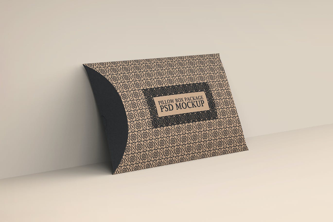 高级环保立体枕形牛皮纸盒包装样机 Kraft Paper Pillow Box Mockups_img_1