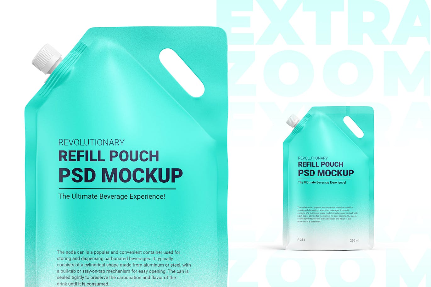 3D塑料吸嘴站立补充袋袋包装设计样机模板 Refill Pouch Bag Mockup_img_1