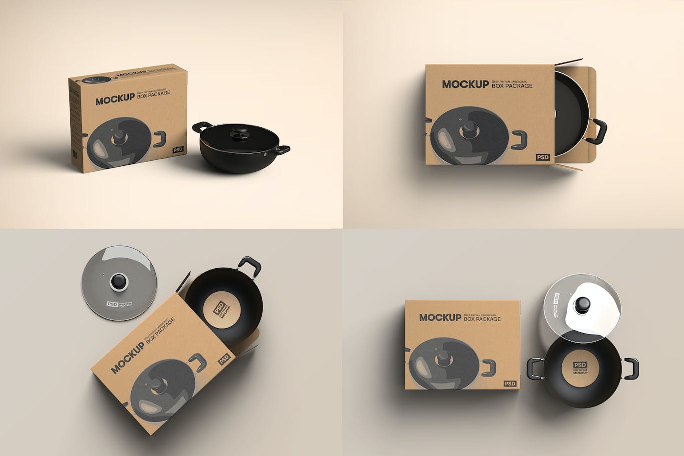 精致煎锅盒包装设计样机 Fry Pan Box Packaging Mockup_A28nSE