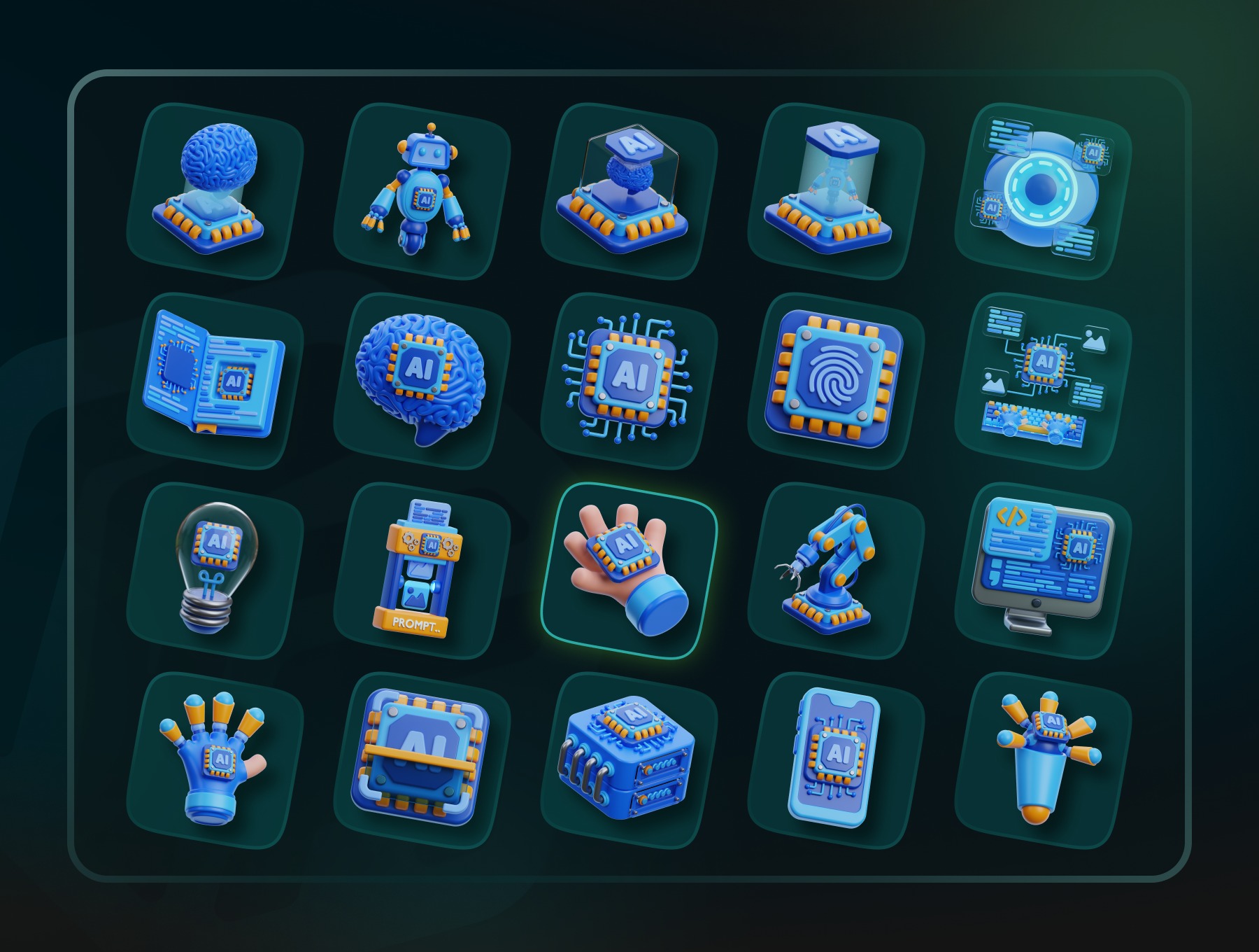 20个高品质AI人工智能聊天3D图标/BLEND图标 3D Artificial Intelligence Icon Set_no6TFT