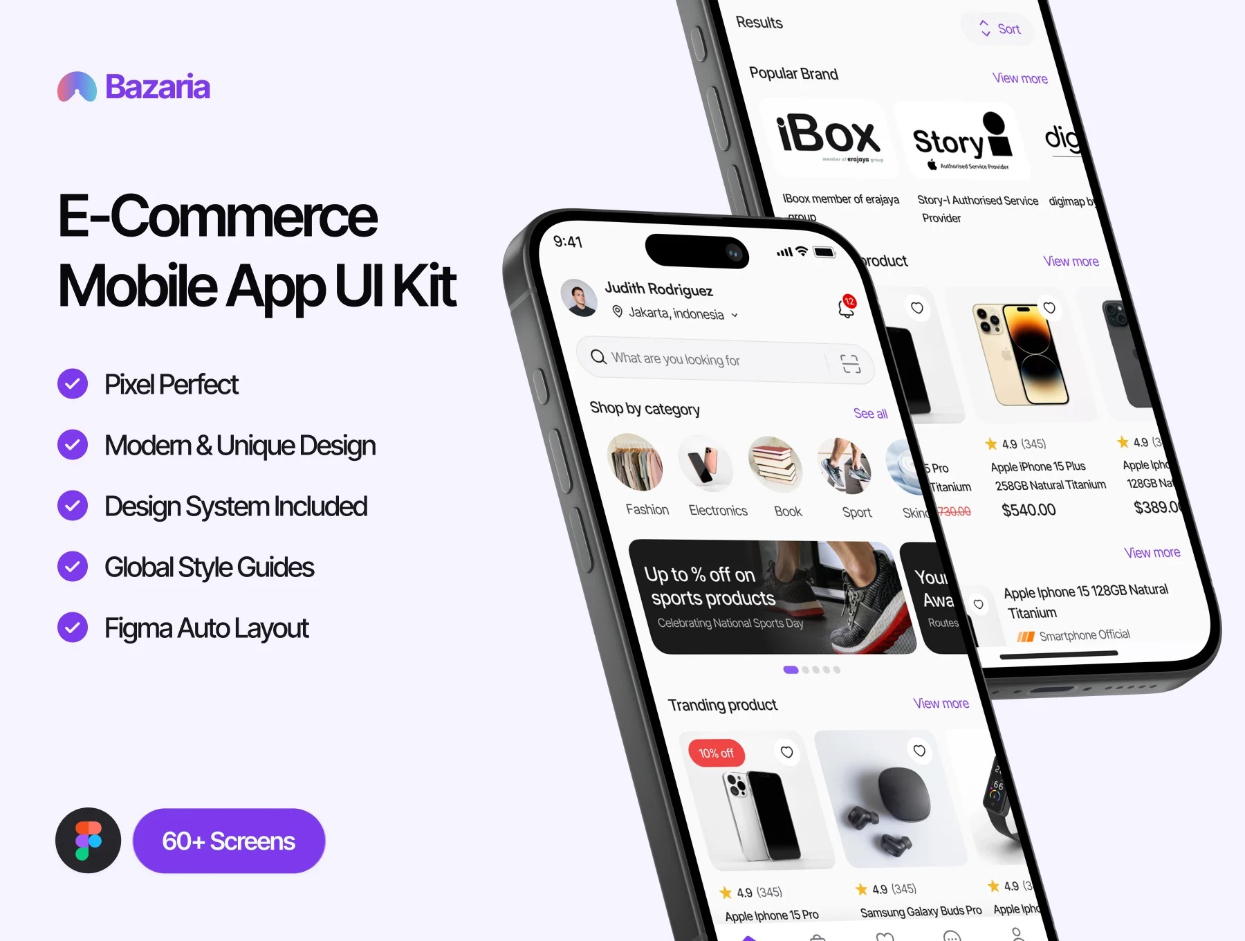 80+屏 现代时尚电子商务在线商城电子商城APP UI套件Bazaria - E-Commerce Mobile App UI Kit_n1EdTF