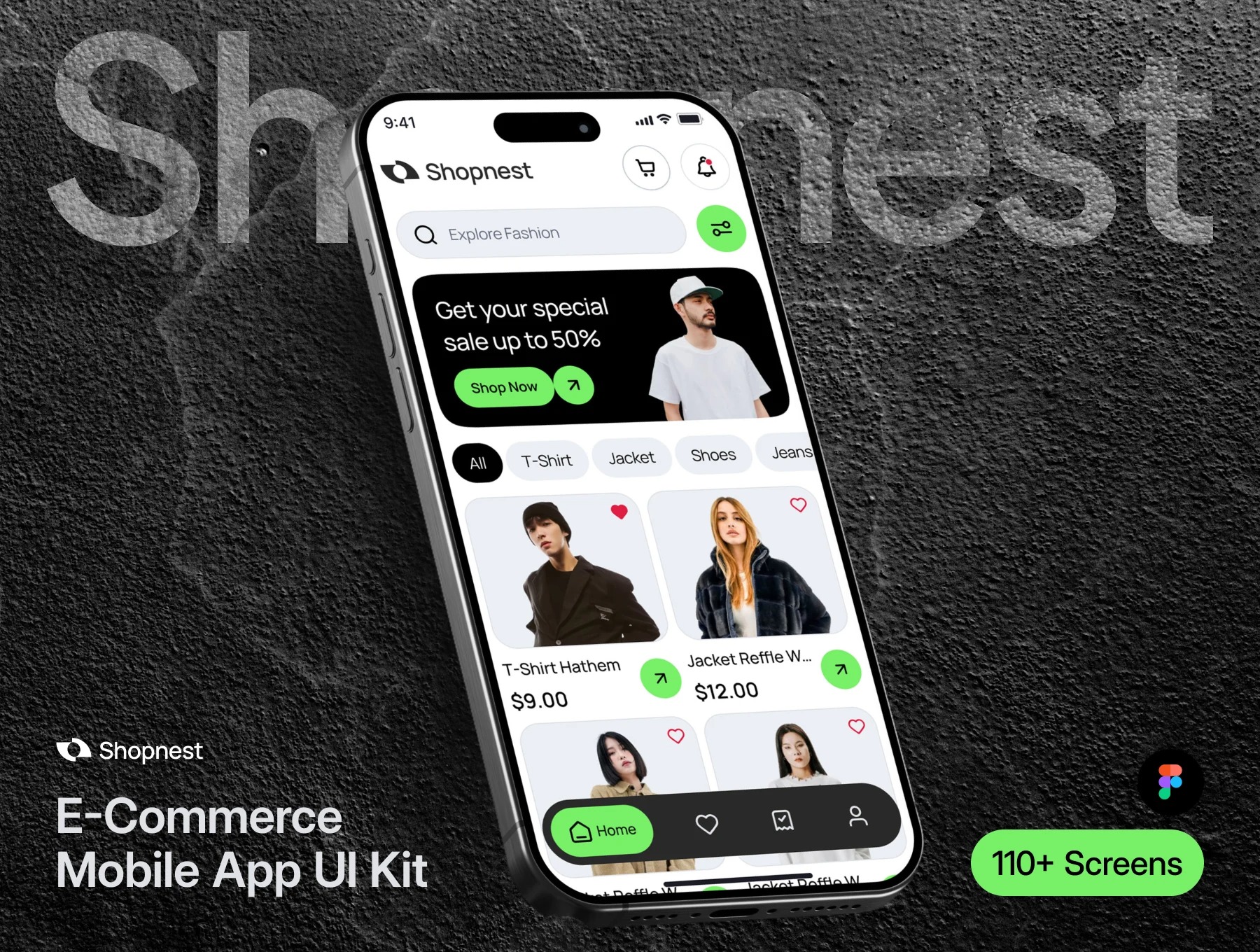 100+屏时尚简约清新在线购物零售商城电子商务应用APP UI套件 Shopnest - Ecommerce Mobile App UI Kit_GHC3WX