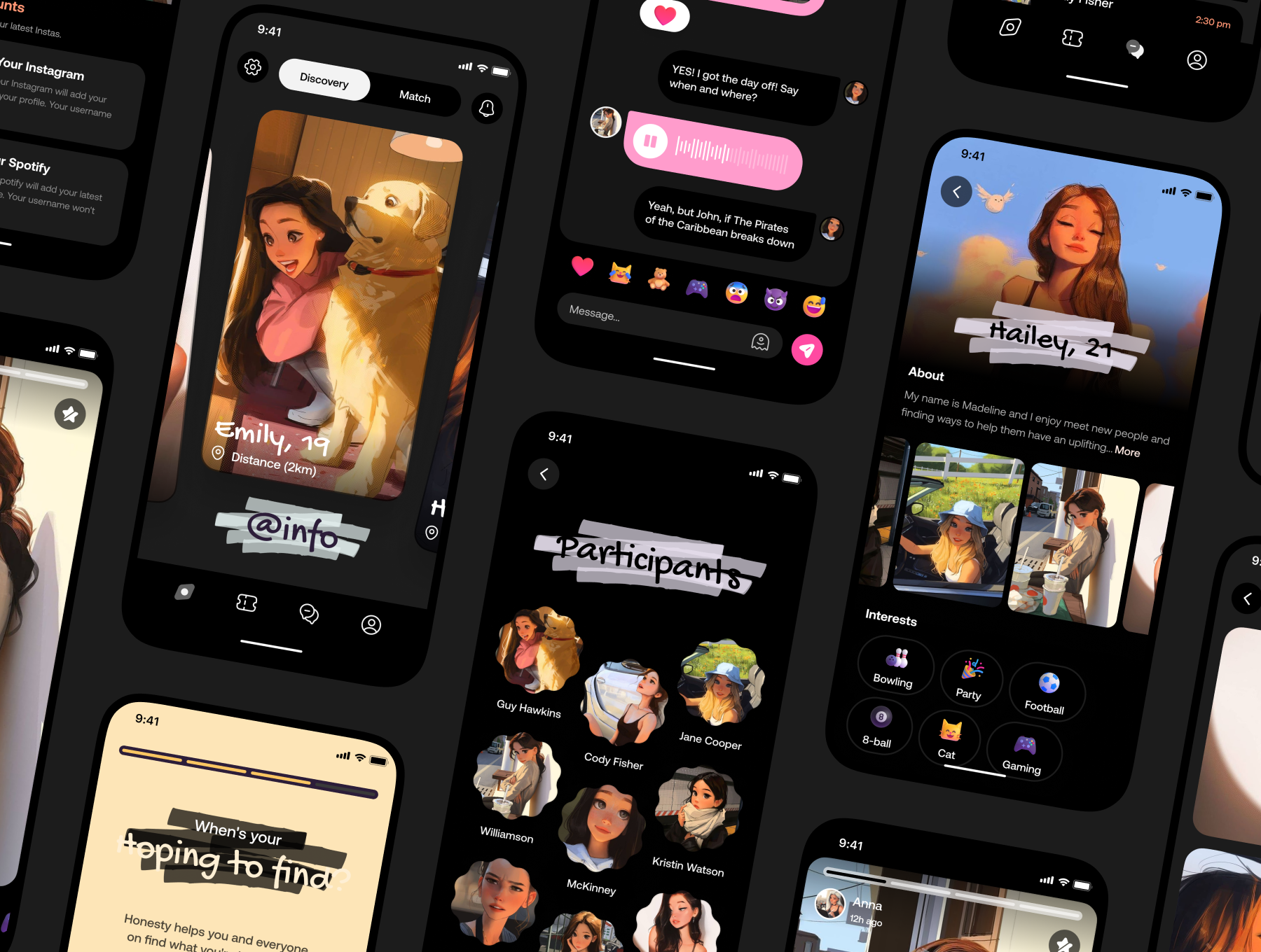 50屏简约友好在线约会在线聊天在线交友移动APP UI套件 Dating App UI Kit_img_1