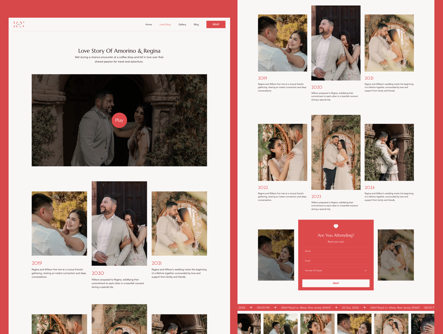 10屏浪漫优雅婚礼网站婚礼策划官网婚礼筹办官网  Rajal - Wedding Website UI Kit_img_1