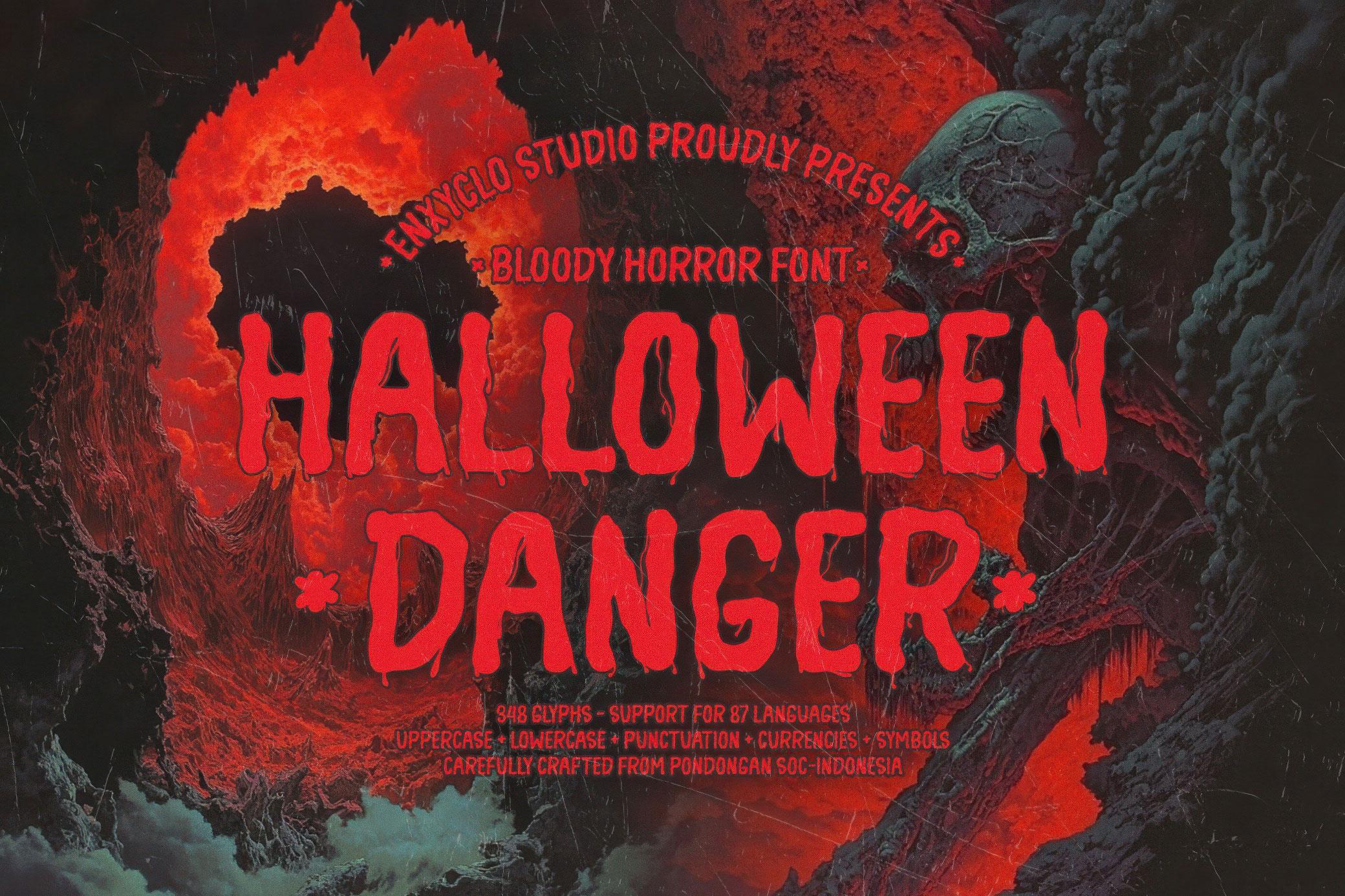 创意复古万圣节恐怖粗糙血腥海报广告装饰字体 NCL HALLOWEEN DANGER — Bloody Horror Font_img_1