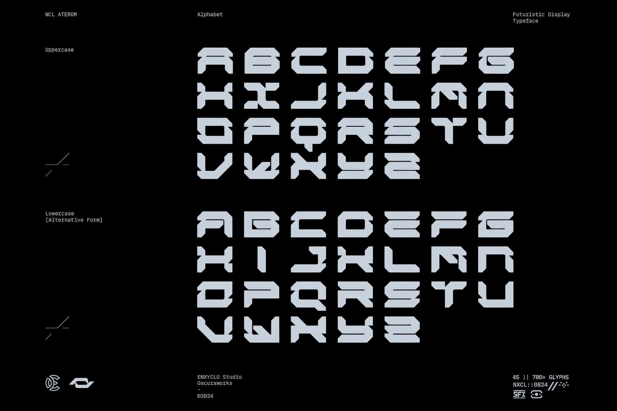 未来科幻赛博朋克机甲装饰徽标广告海报字体 NCL Aterom — Futuristic Mecha Font_img_1