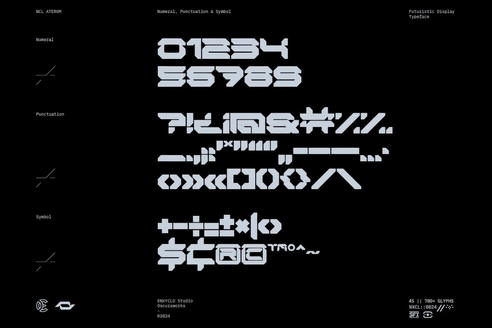 未来科幻赛博朋克机甲装饰徽标广告海报字体 NCL Aterom — Futuristic Mecha Font_img_1