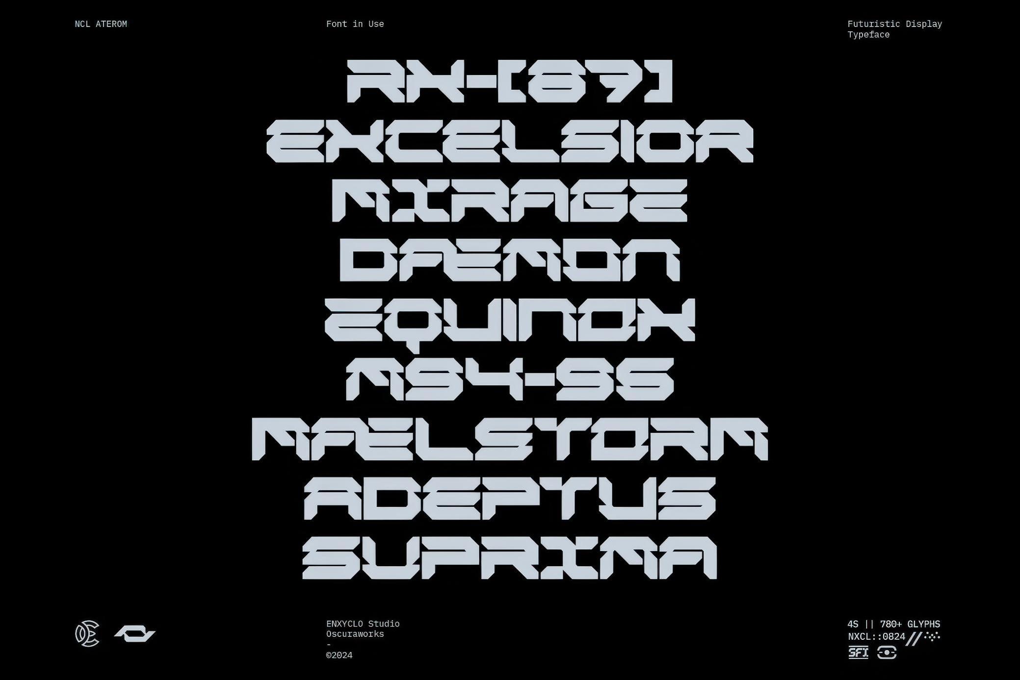 未来科幻赛博朋克机甲装饰徽标广告海报字体 NCL Aterom — Futuristic Mecha Font_img_1