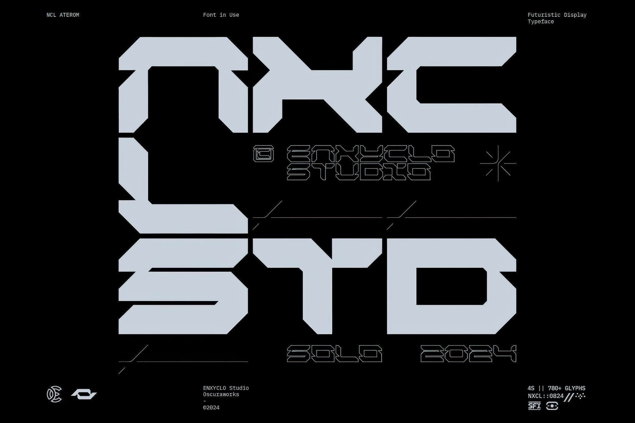 未来科幻赛博朋克机甲装饰徽标广告海报字体 NCL Aterom — Futuristic Mecha Font_img_1