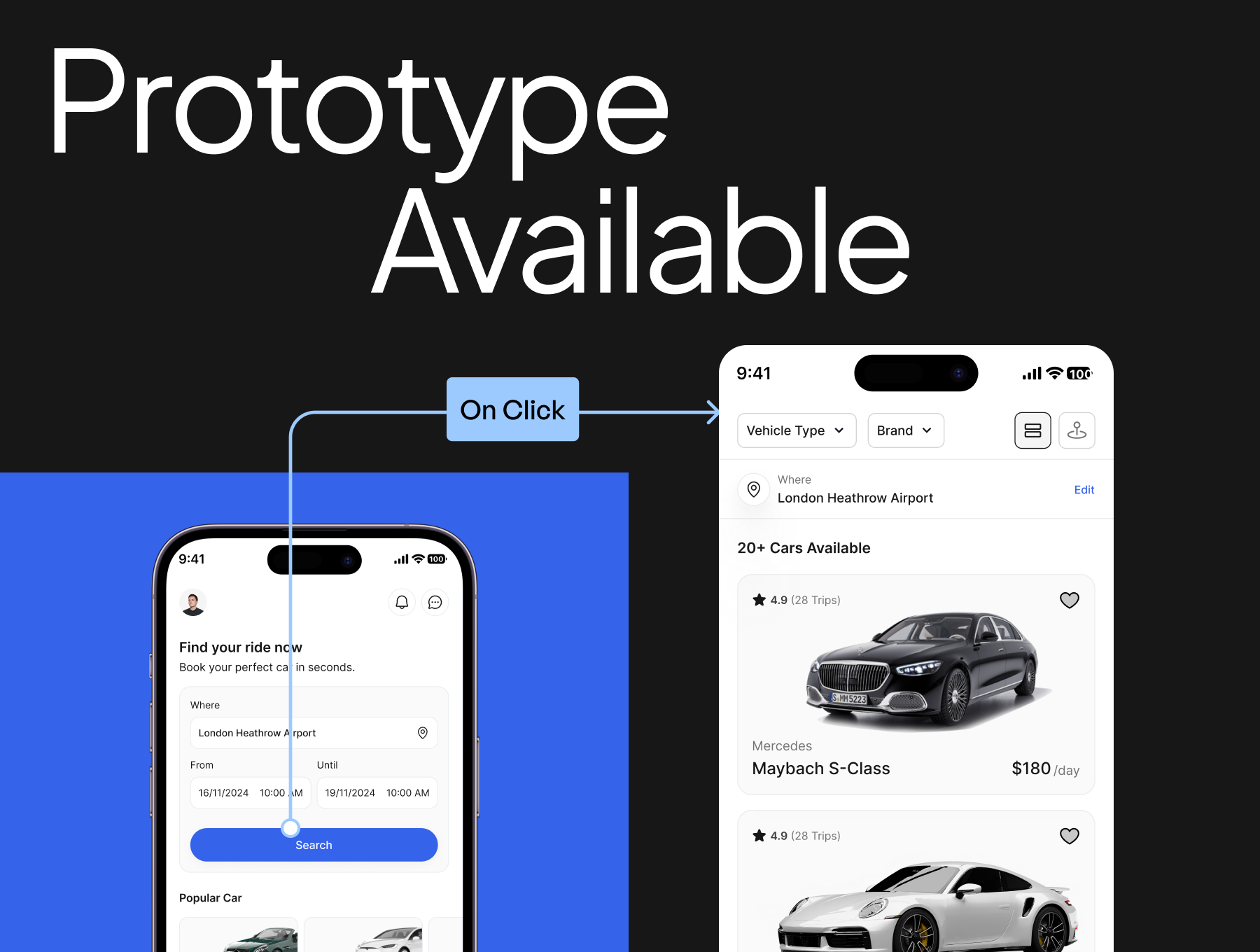 45+屏高级简约汽车租赁在线租车应用UI套件 Car Rent App UI Kit_F58ooy