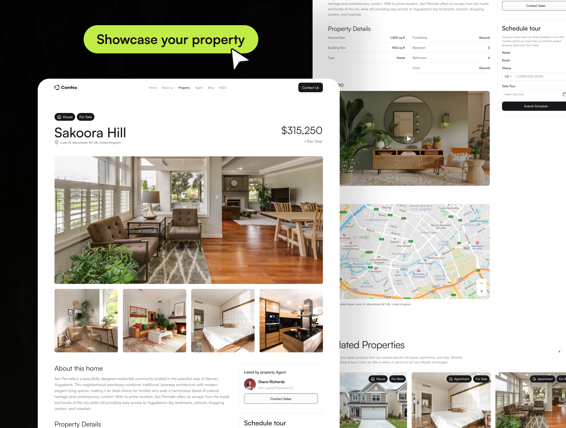 44+屏简约简洁房地产房车中介响应式网站WEB UI套件 Comfea - Real Estate Website UI Kit_img_1