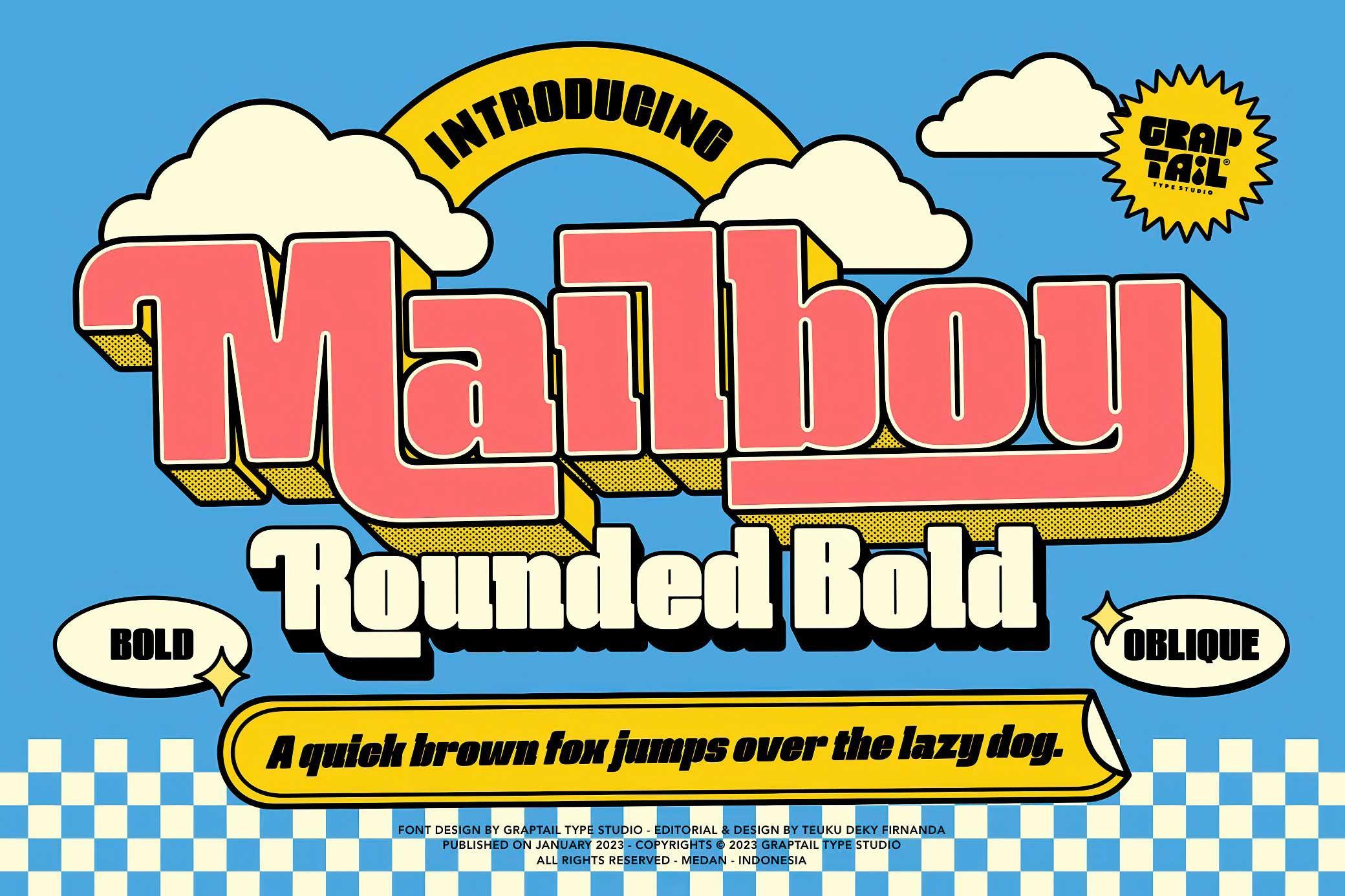 创意经典复古80年代圆角粗体可爱海报广告封面字体  Mailboy — Rounded Bold Font_Z5Wzcd