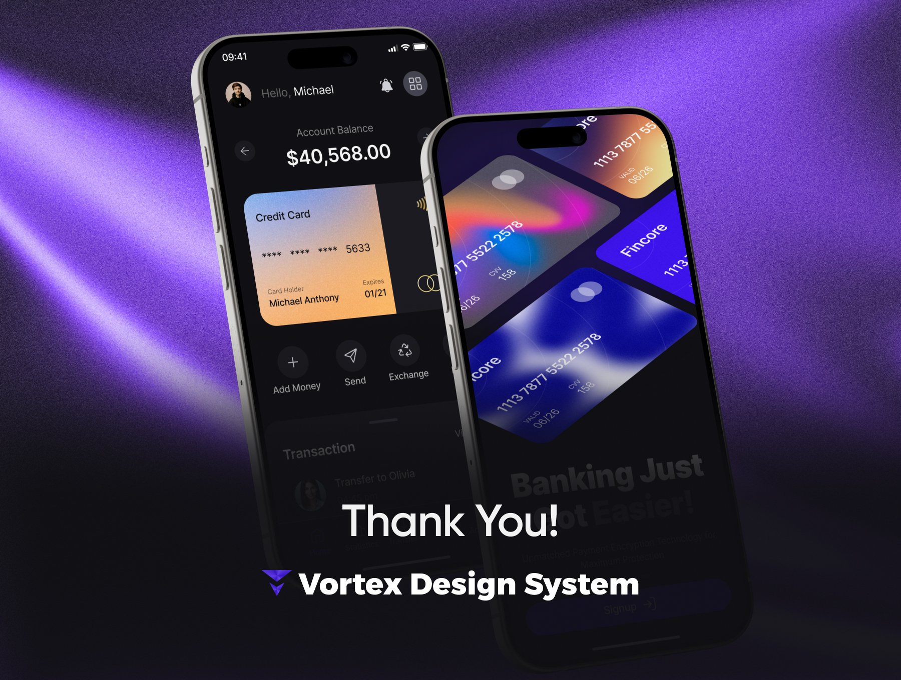 340+屏多功能多组件全球银行金融APP钱包支付相关移动应用UI套件 Vortex Design System UI Kit & FinCore Banking App_img_1