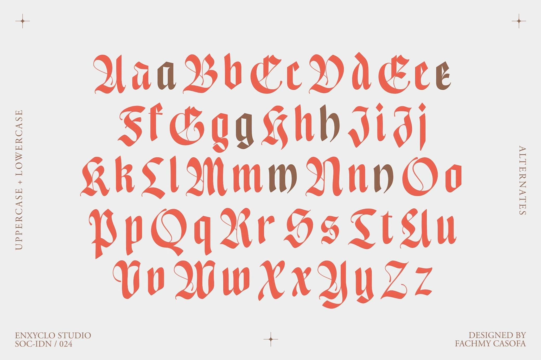 中世纪粗狂狂野纹身古代手写体英文字体 NCL Enigmatic Waesbendiy — Blackletter Font_TaPG41