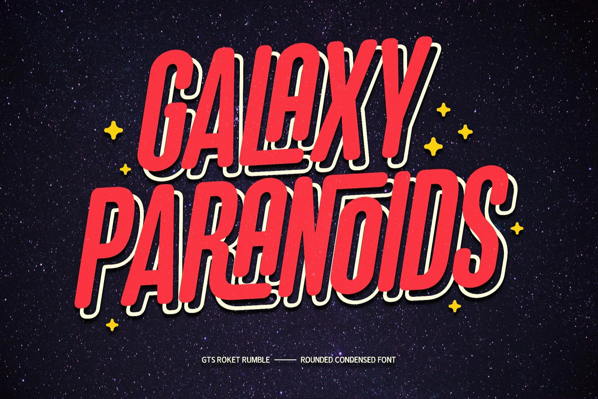 复古压缩扁平圆润霓虹海报广告装饰字体 GTS Rocket Rumble — Retro Condensed Font_img_1