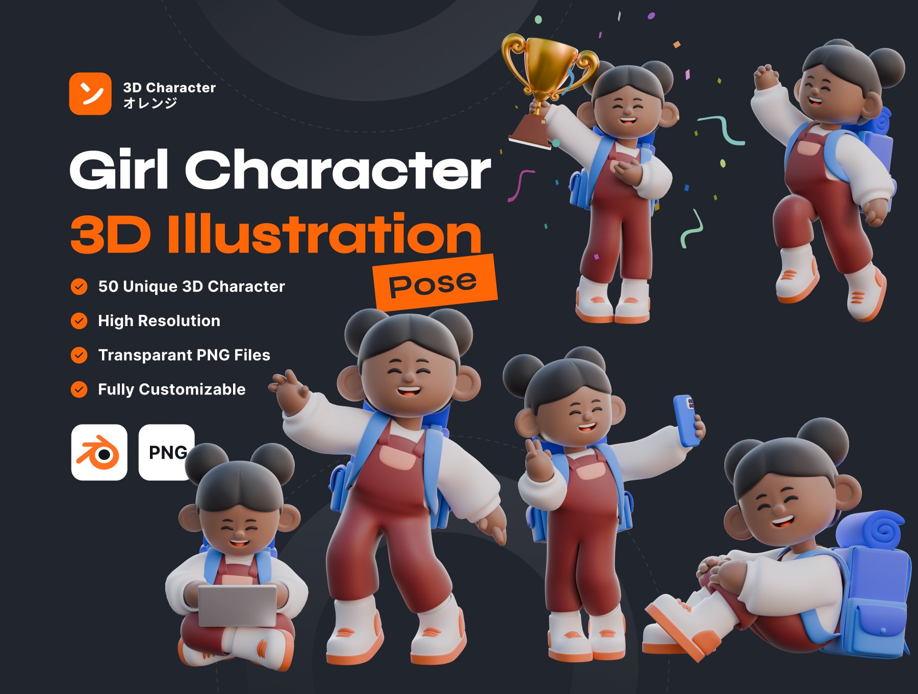 50个高质量女孩生活场景获奖运动场景动作姿势 Girl 3D Character Poses_L9bqWB