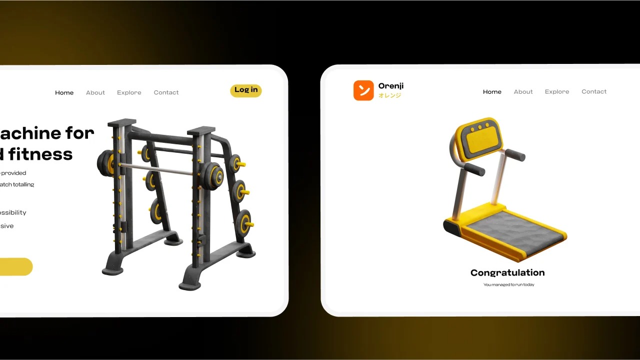 20款健身房锻炼器材运动器械3D图标 Gym and Fitness 3D Icon pack_P49gPJ