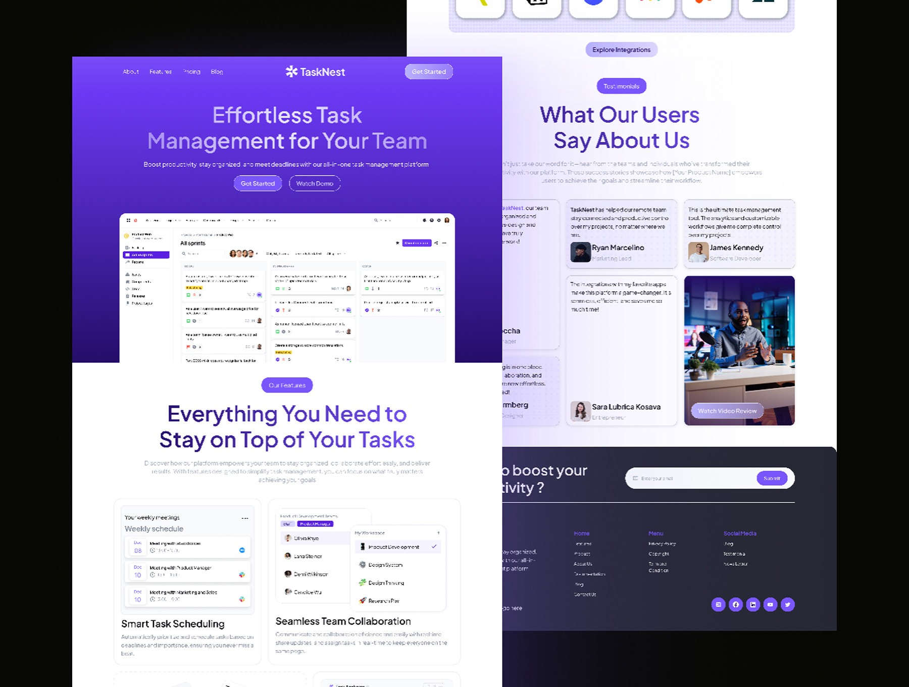 现代简约科技蓝任务管理APP日程管理应用落地页官网模板 TaskNest - Task Management Landing Page_yHMVib