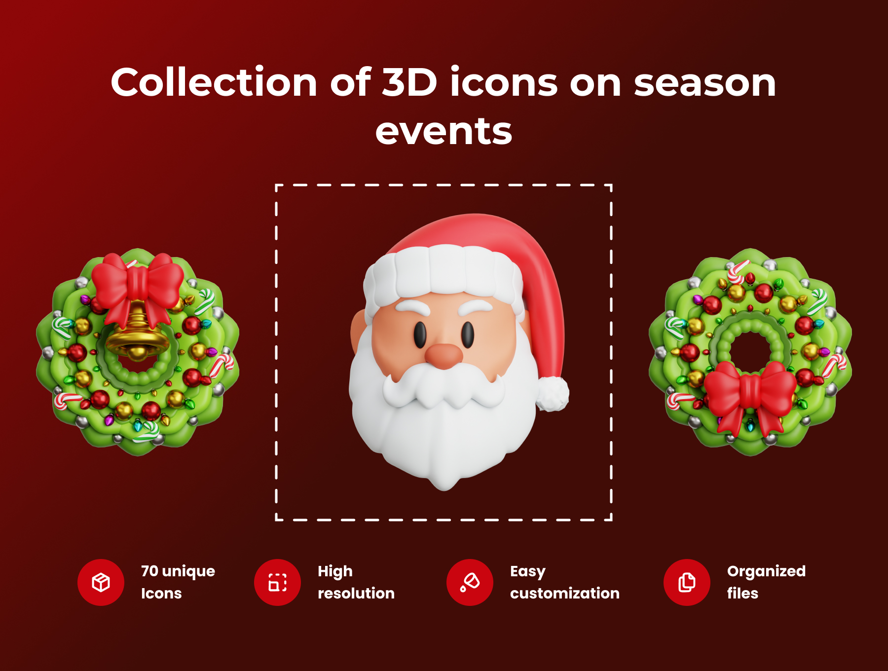 70个圣诞节圣诞老人图标素材包 Christmas Eve 3D Illustration Pack_ZB2aXB