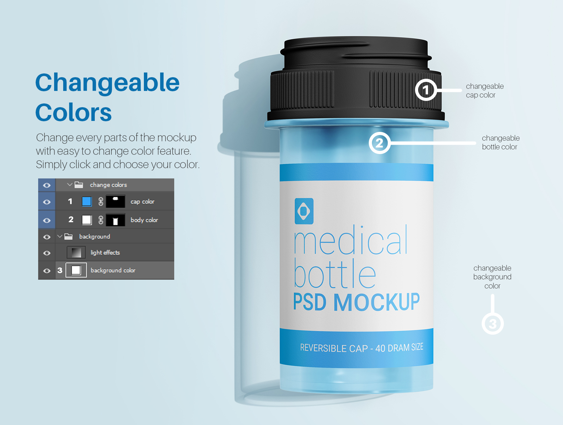 7个不同视角悬浮逼真塑料药品糖果瓶样机模型 Medicine Bottle with Reversible Cap PSD Mockup Set_QmxokJ