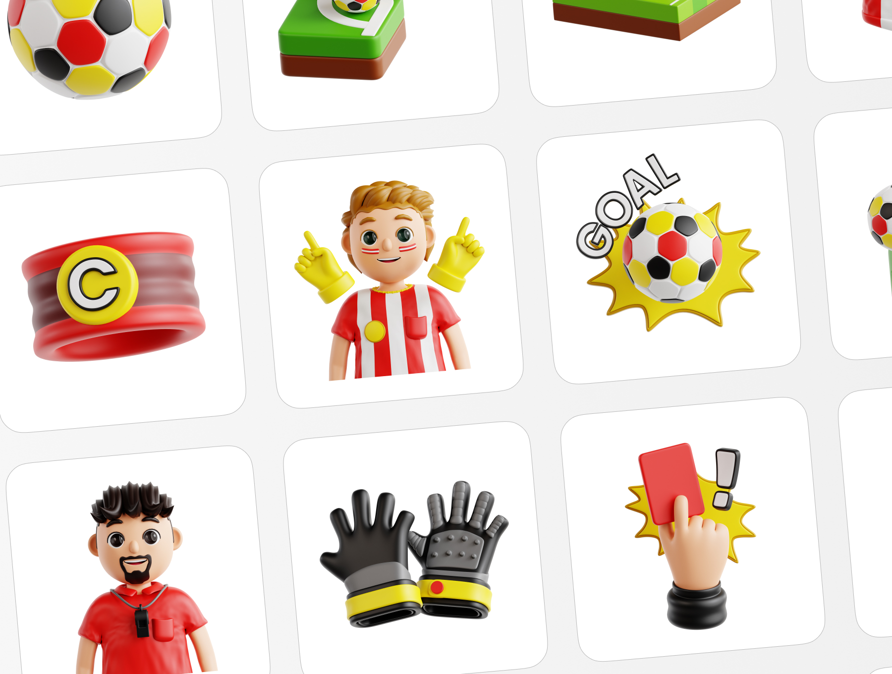 30个精美足球运动主题3D图标 Soccer Sport 3D Illustration_LtOjro