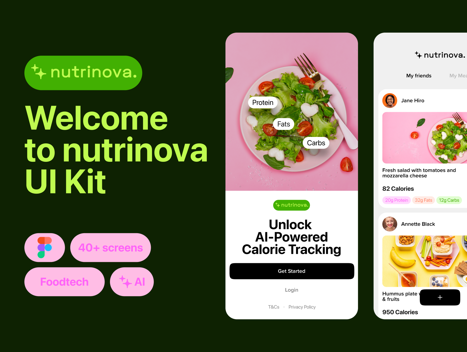 40+屏AI驱动营养管理饮食追踪健康管理应用UI套件 Nutrinova UI Kit_img_1