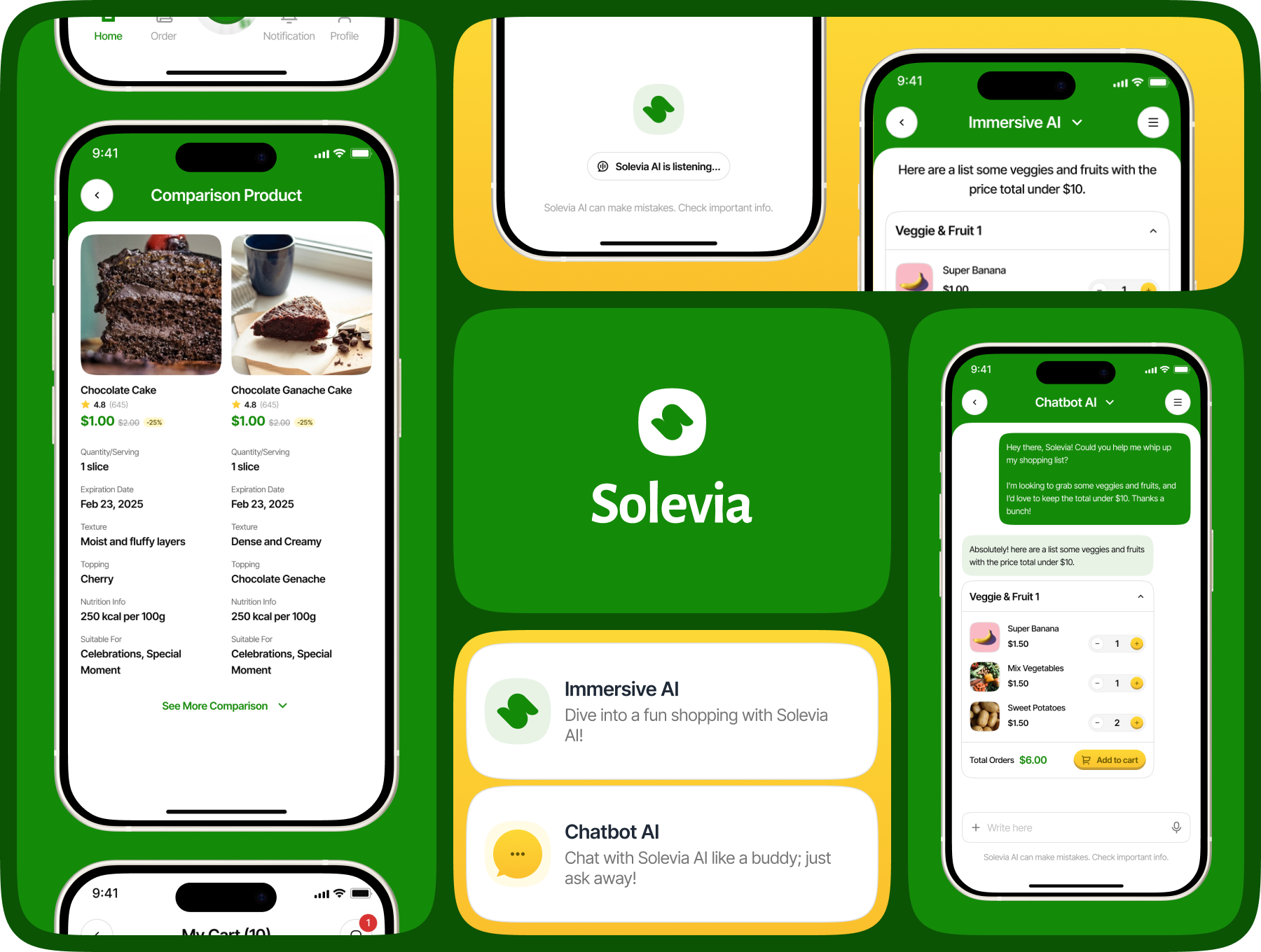 115+屏在线商城超市到家AI驱动购物APP界面模板 Solevia - AI Grocery Shopping App_BO9HhJ