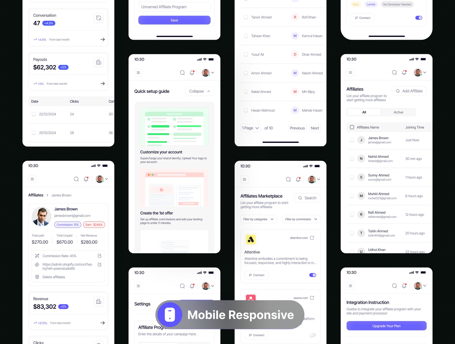30+屏电商营销联盟淘宝客系统模板 Trakr - Affiliate Marketing SaaS UI Kit_img_1