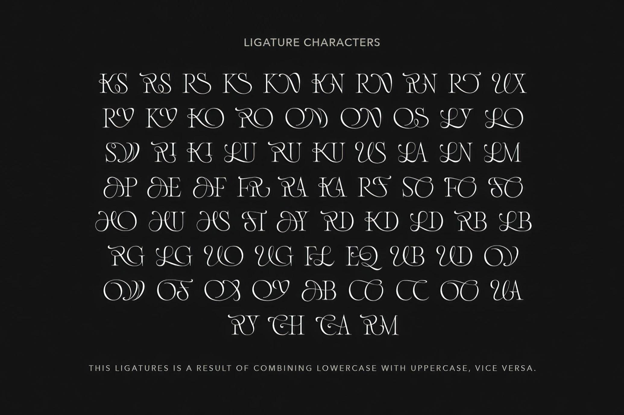 高级优雅奢华浪漫徽标广告请柬品牌衬线字体 Luxury Charm — Modern Ligature Font_Ly7TRM