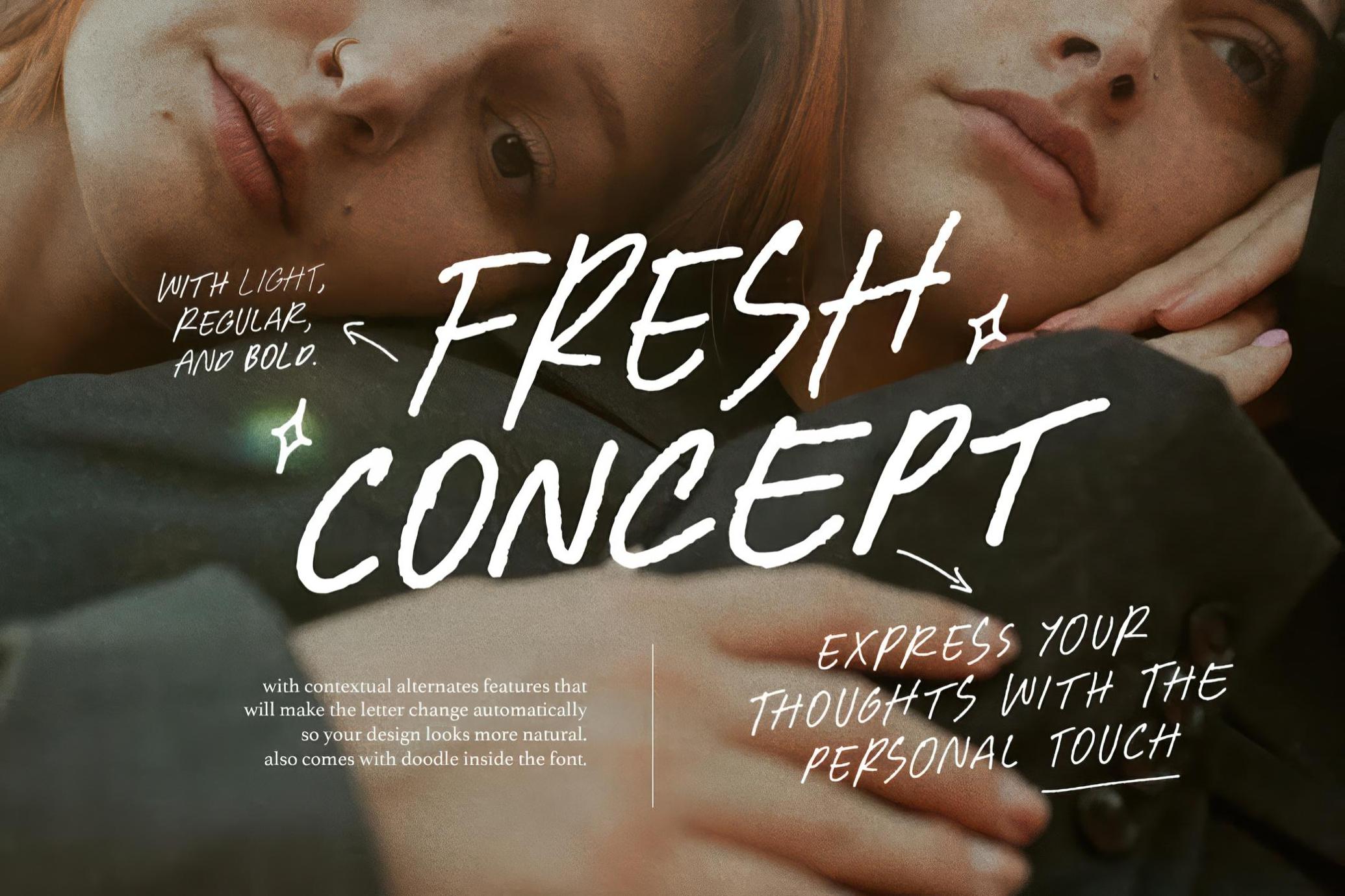 时尚涂鸦情感灵动全大写英文手写字体 Fresh Concept — All-Caps Handwritten Font_bVVnUX