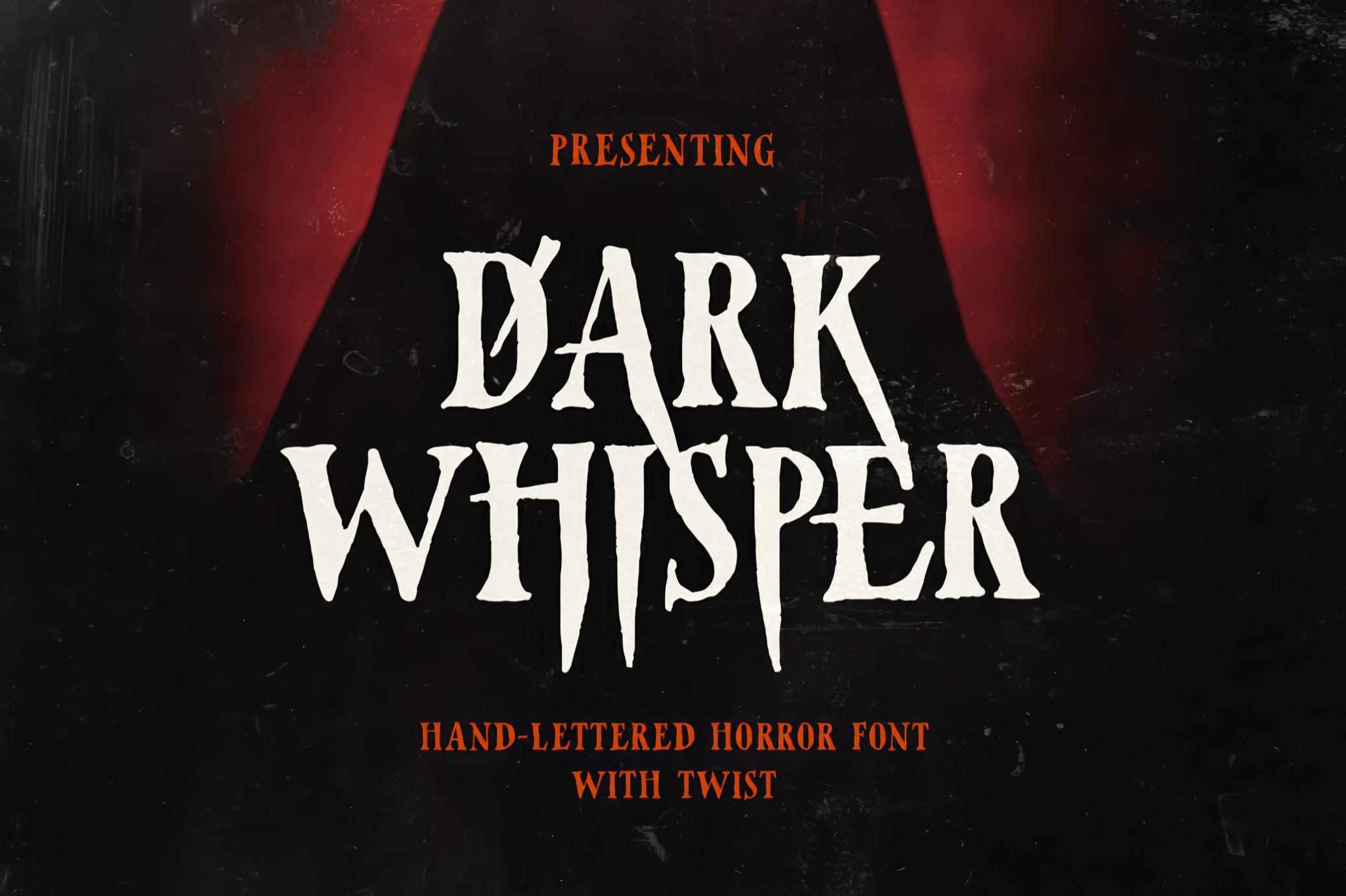 创意多语言恐怖哥特式恐怖风格广告徽标海报衬线字体 Dark Whisper — Serif Horror Font_MQx85l