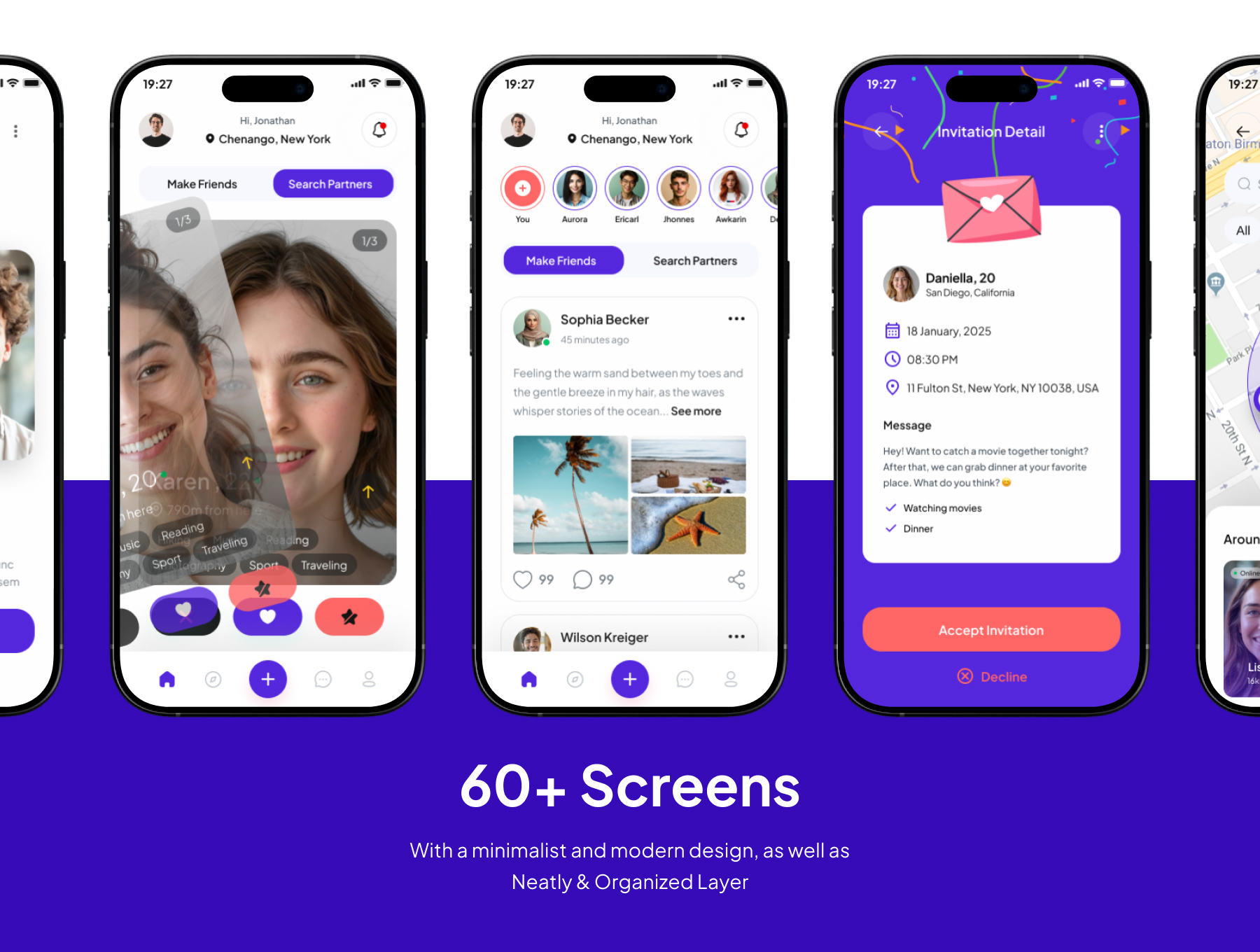 60+屏高级约会匹配交友聊天互动应用UI套件 Matchify  - Dating Premium UI KIts App_img_1