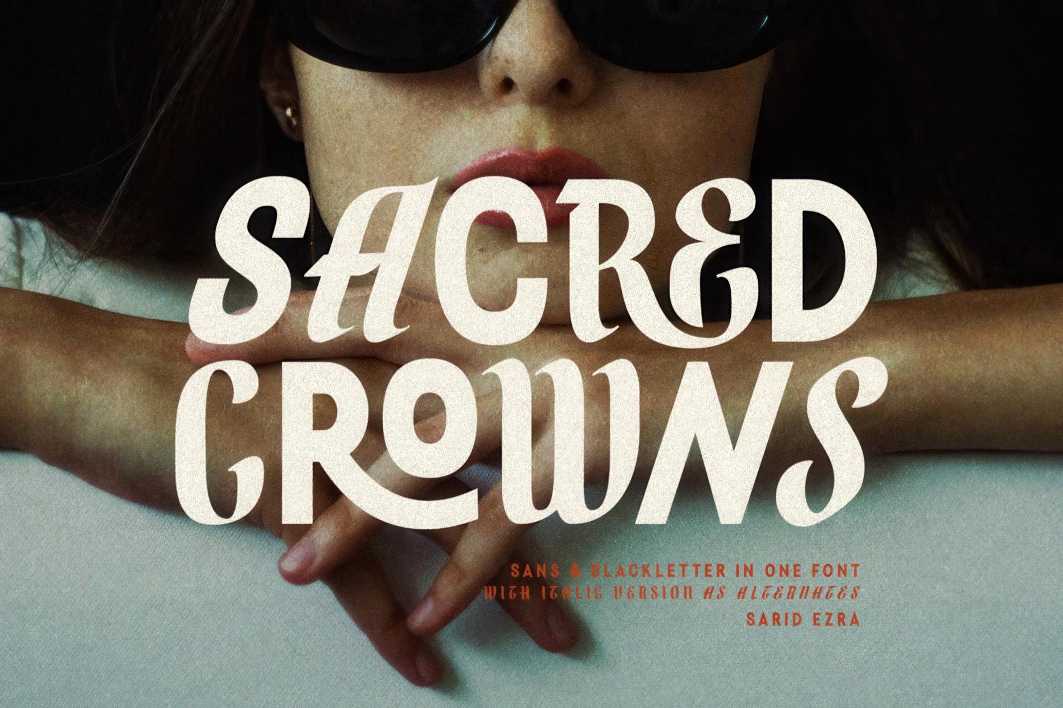 典雅现代复古风格海报徽标标志无衬线字体 Sacred Crowns — 2 in 1 Display Font_ScbIO0