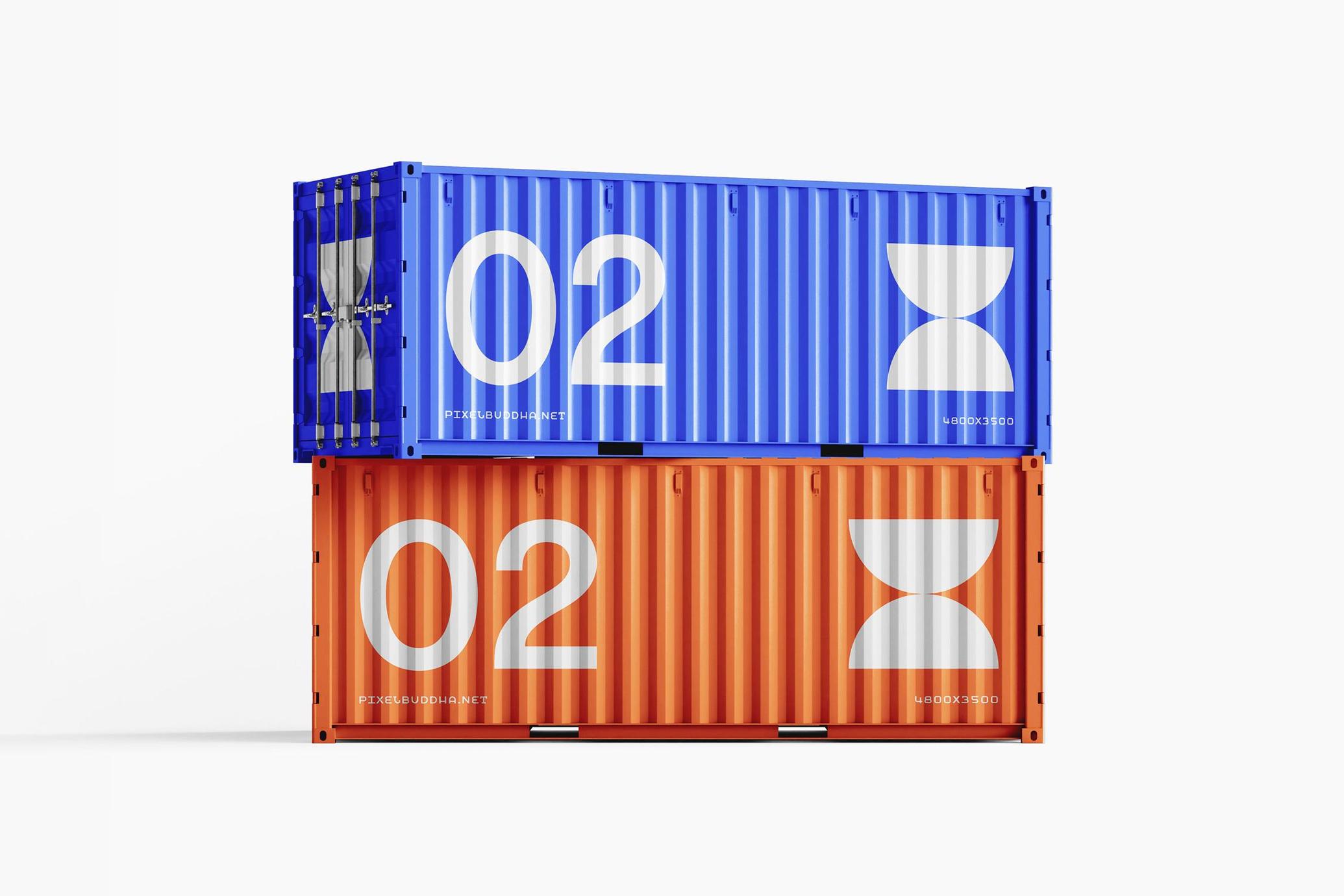 4个高级逼真货运集装箱营销广告样机模型 Cargo: Shipping Container Mockups_P6Yp3Q