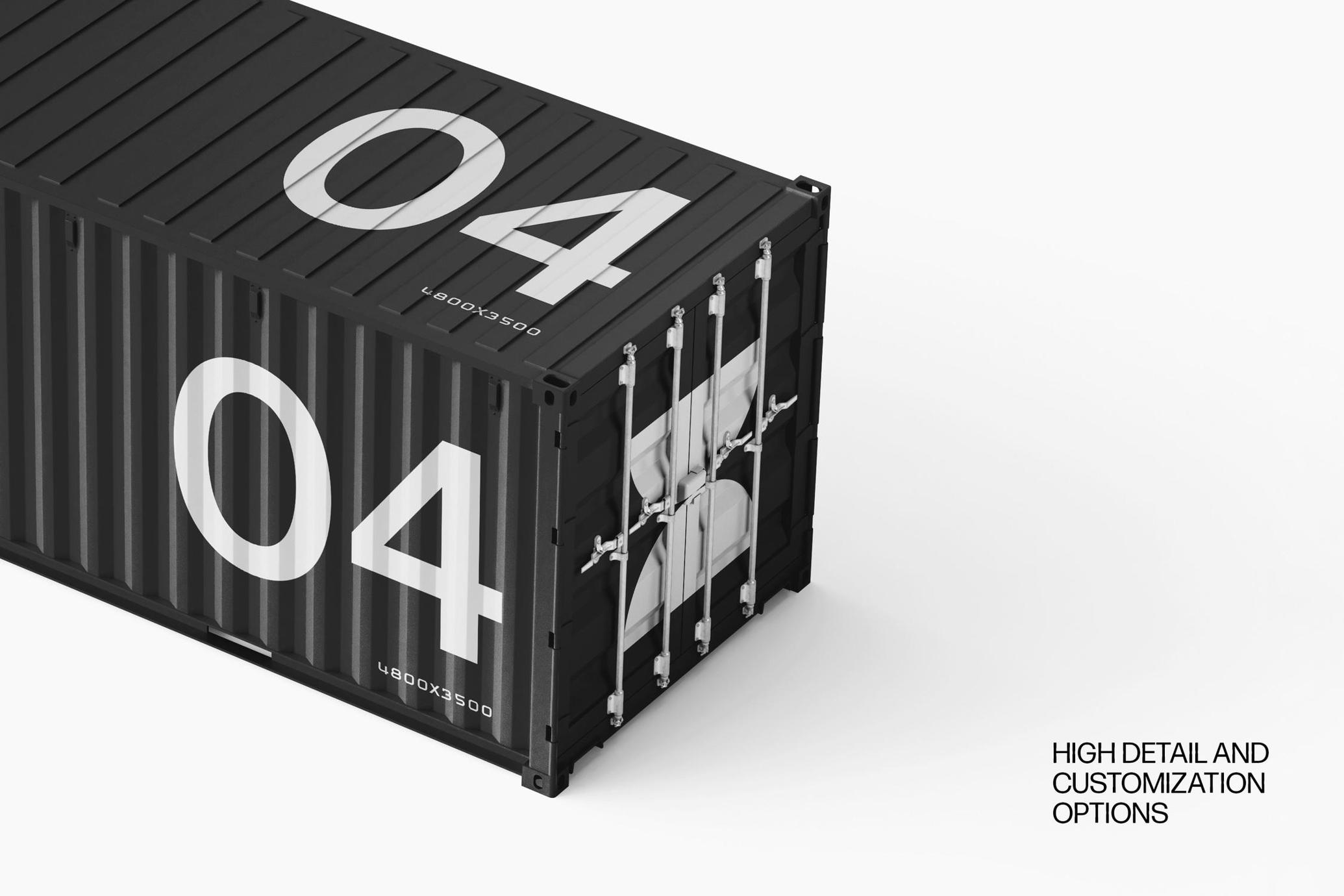 4个高级逼真货运集装箱营销广告样机模型 Cargo: Shipping Container Mockups_GAN8Ol