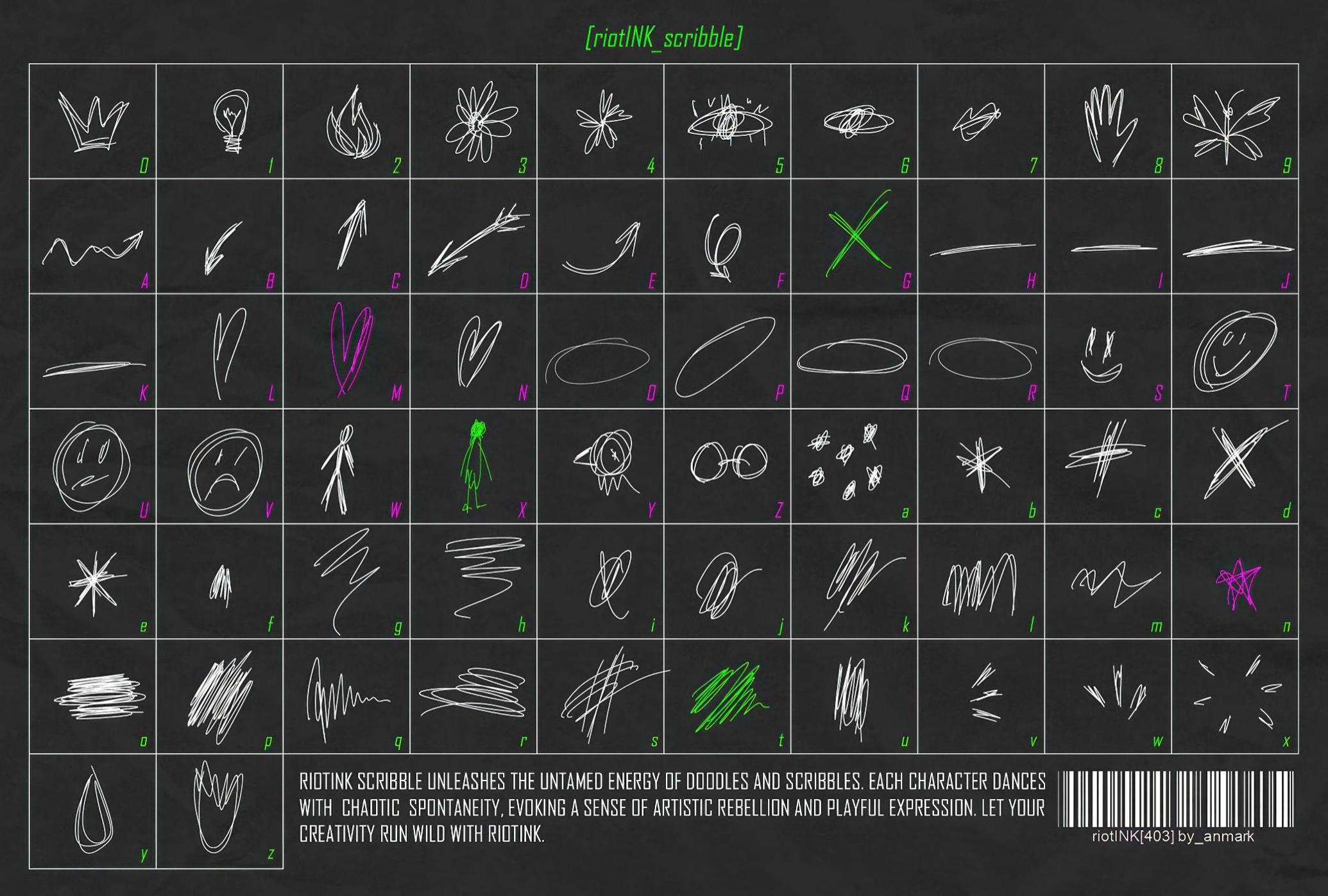潮流创意街头艺术涂鸦硬手写海报品牌装饰字体 RiotINK. Handwritten Scribble Font_UWTyoD