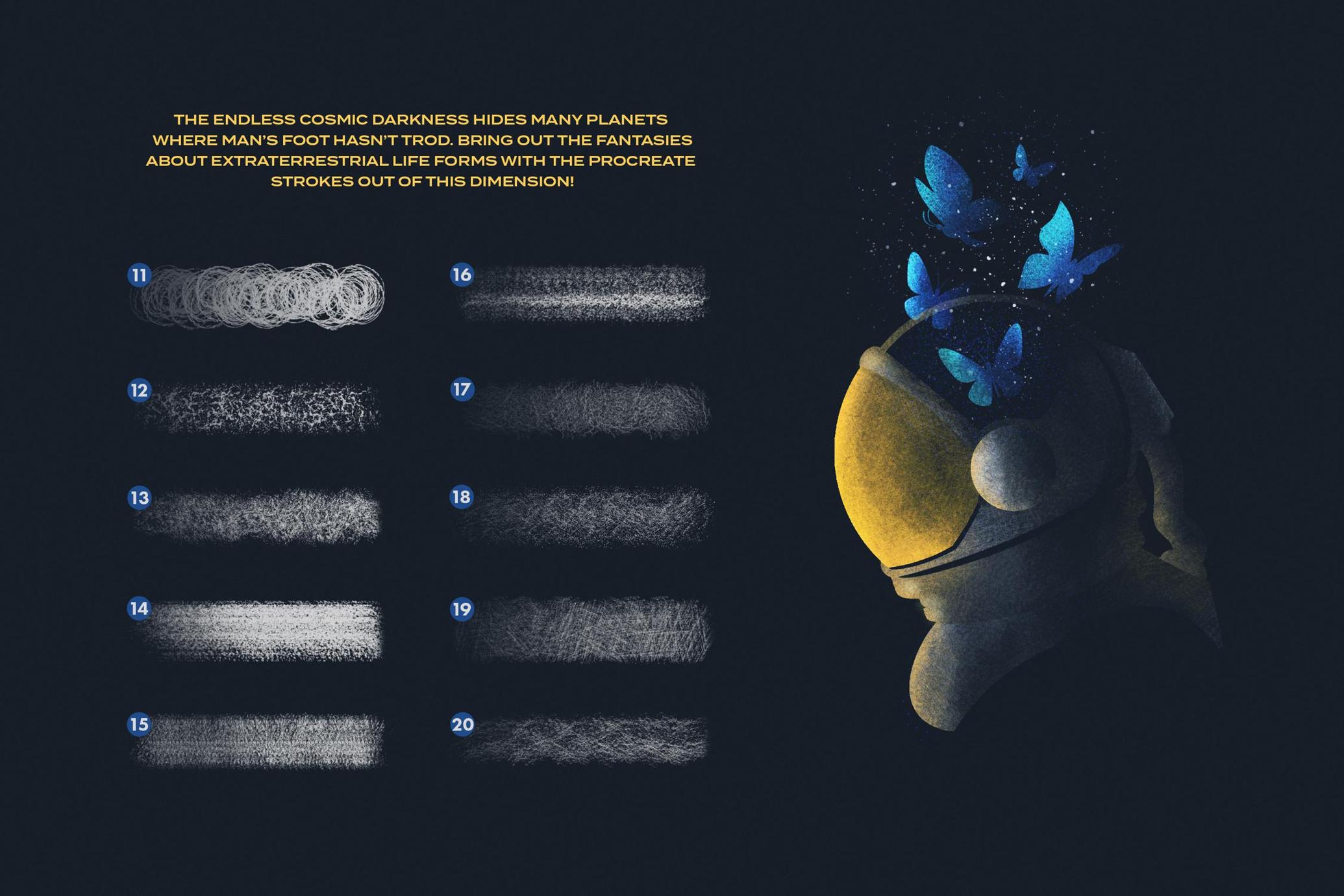 120款专业级颗粒噪点阴影光影纹理沙地科幻宇宙外星主题设计笔刷（PS/AI/Procreate/Affinite) Shader Invader Brushes_1vY2ss