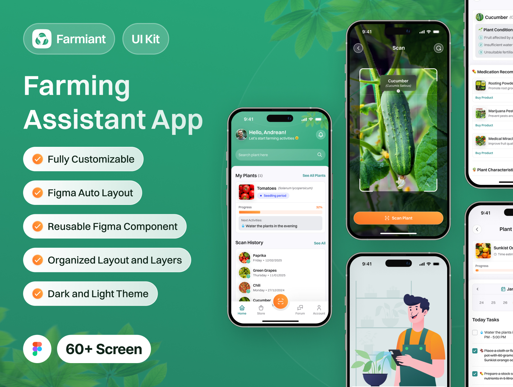 60+屏科技风智能农业农业助手农场监控应用UI界面模板 Farmiant - Farming Assistant App UI Kit_lhC8eG