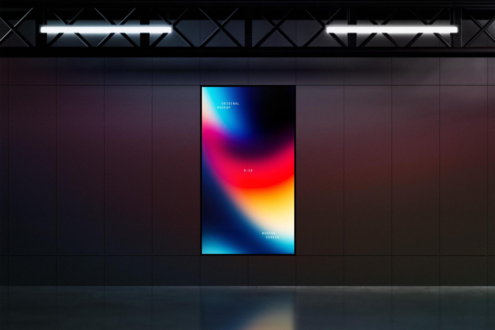 4款逼真地铁走廊场景数字屏幕广告展牌灯箱 Digital Screen Display Mockups_yL1m6x