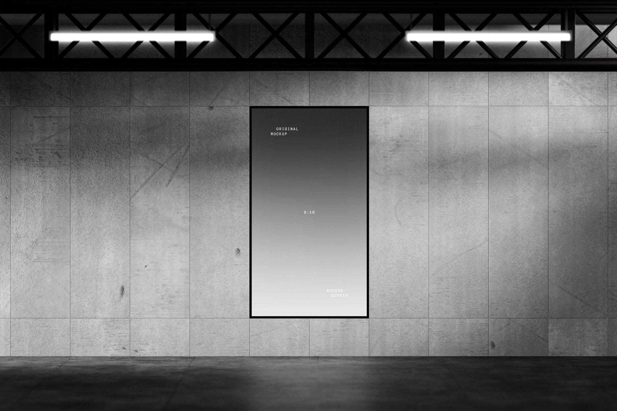 4款逼真地铁走廊场景数字屏幕广告展牌灯箱 Digital Screen Display Mockups_S5cteW
