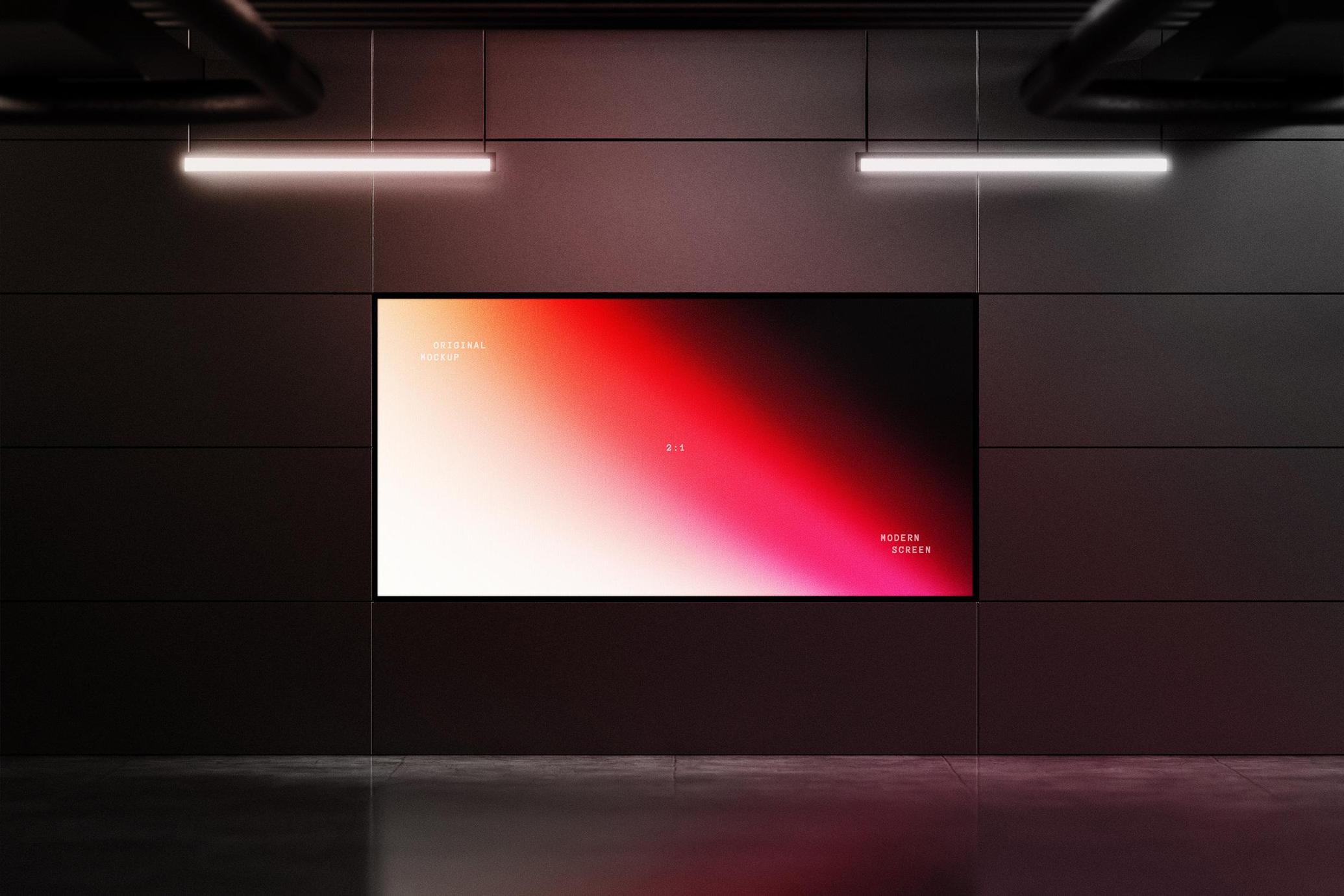4款逼真地铁走廊场景数字屏幕广告展牌灯箱 Digital Screen Display Mockups_Nsknkp