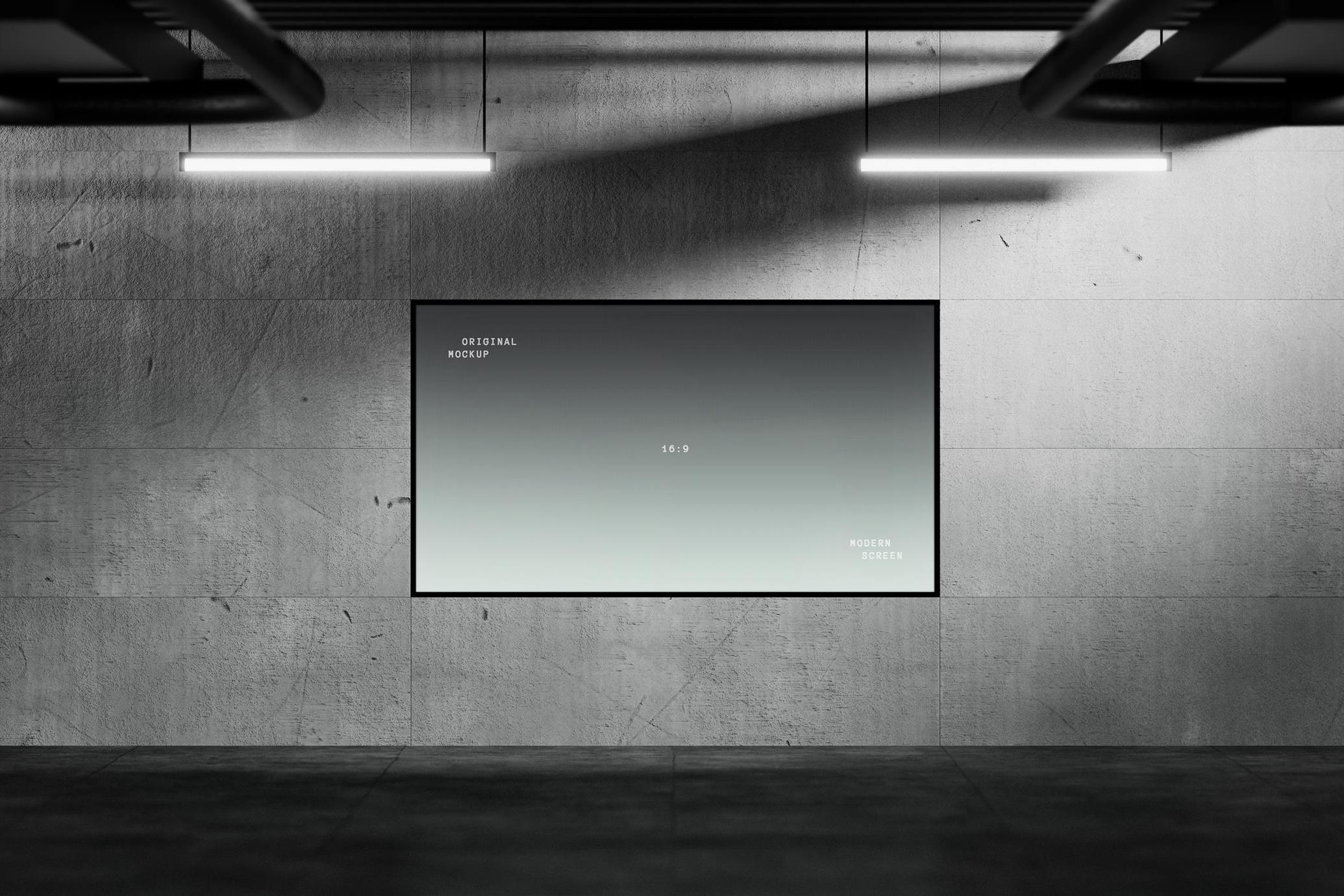 4款逼真地铁走廊场景数字屏幕广告展牌灯箱 Digital Screen Display Mockups_9aJGON